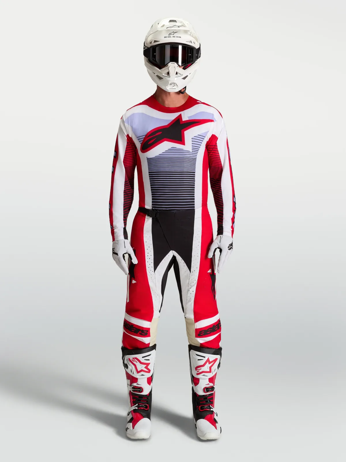 Мотокрос джърси Alpinestars Techstar Maven Fire Red White Lavender Black