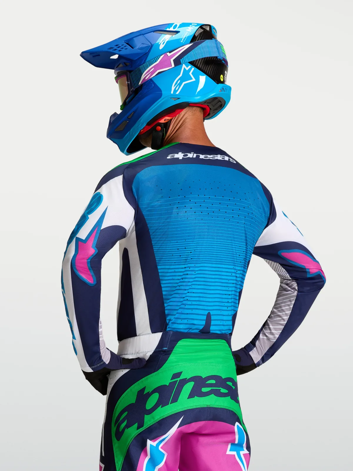 Мотокрос джърси Alpinestars Techstar Maven White Blithe Blue Green Fluo