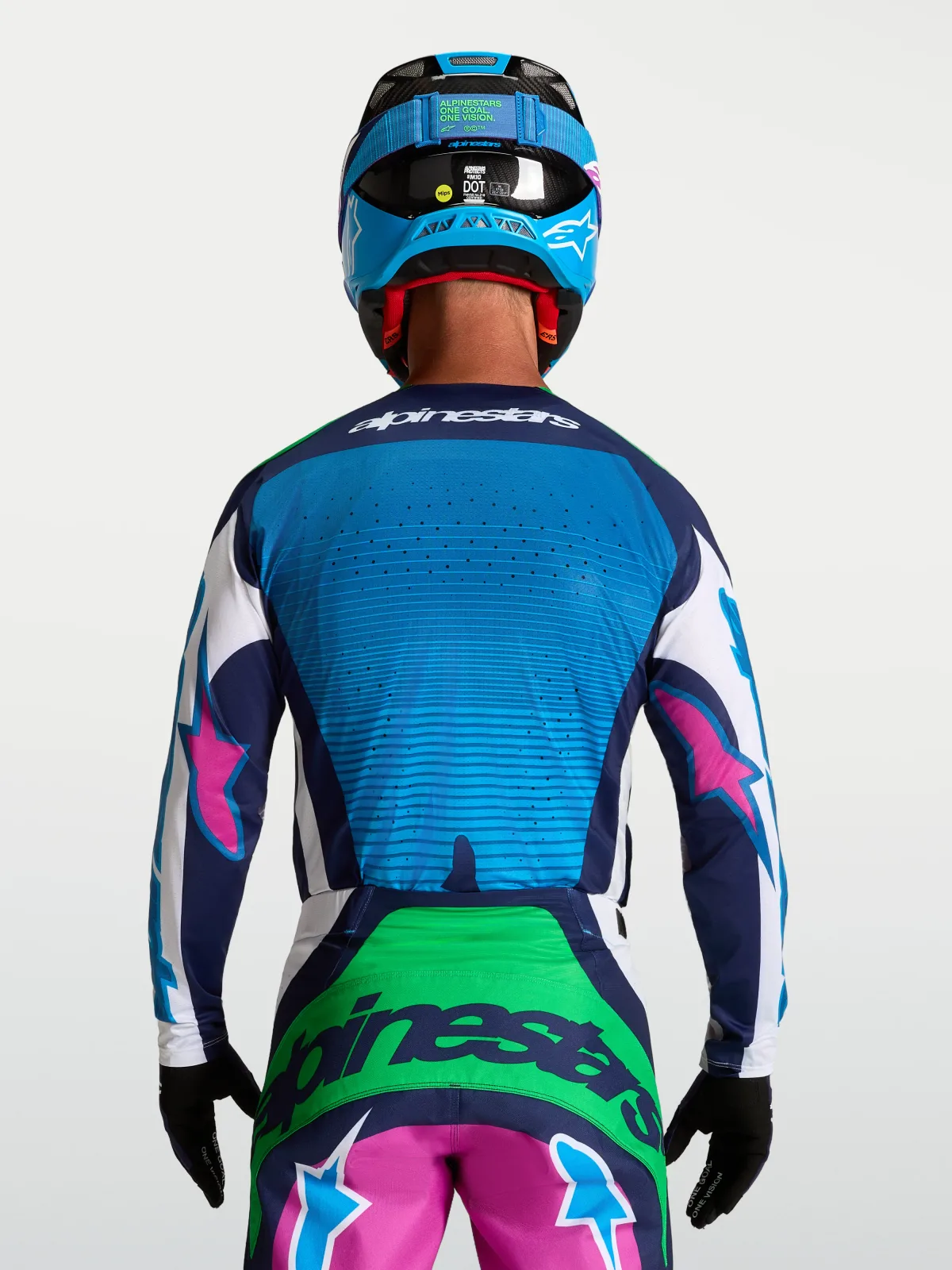 Мотокрос джърси Alpinestars Techstar Maven White Blithe Blue Green Fluo