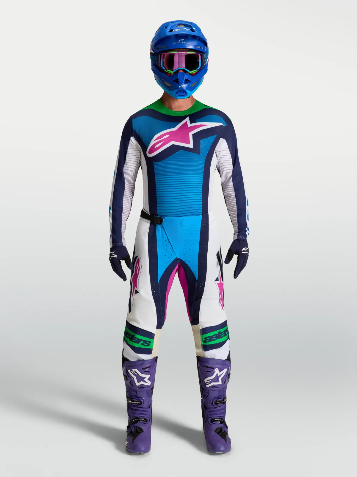 Мотокрос джърси Alpinestars Techstar Maven White Blithe Blue Green Fluo