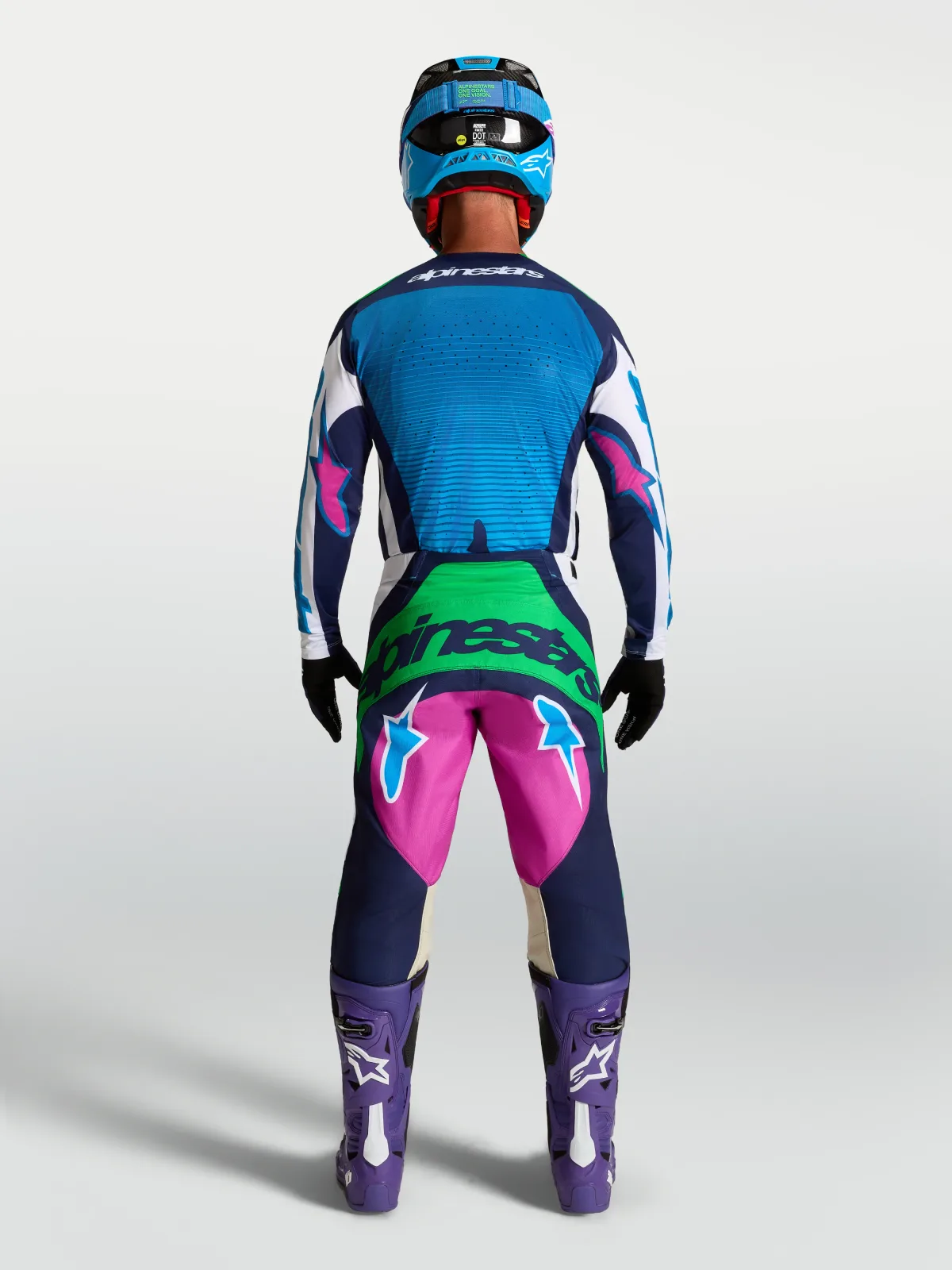 Мотокрос джърси Alpinestars Techstar Maven White Blithe Blue Green Fluo
