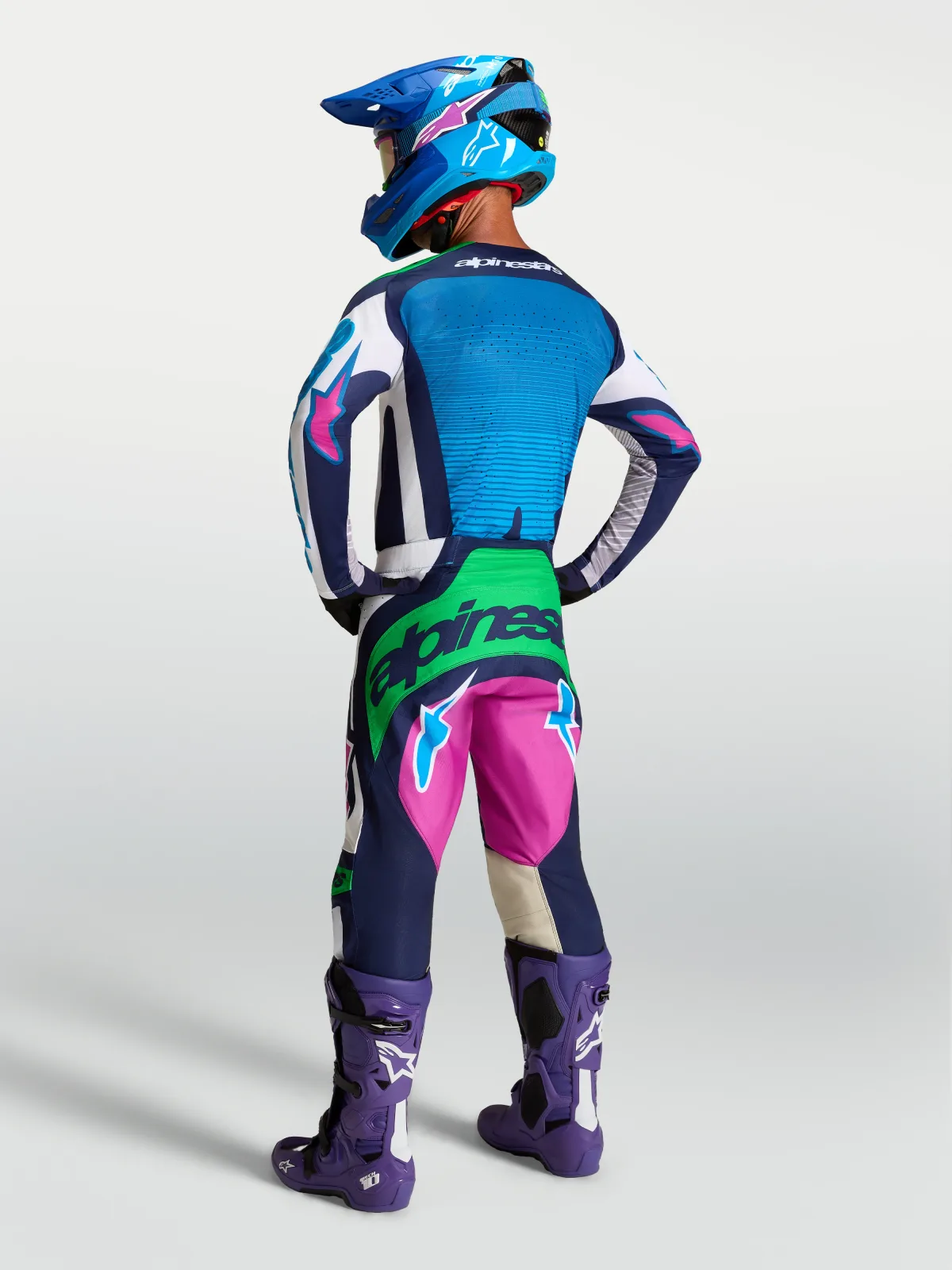 Мотокрос джърси Alpinestars Techstar Maven White Blithe Blue Green Fluo