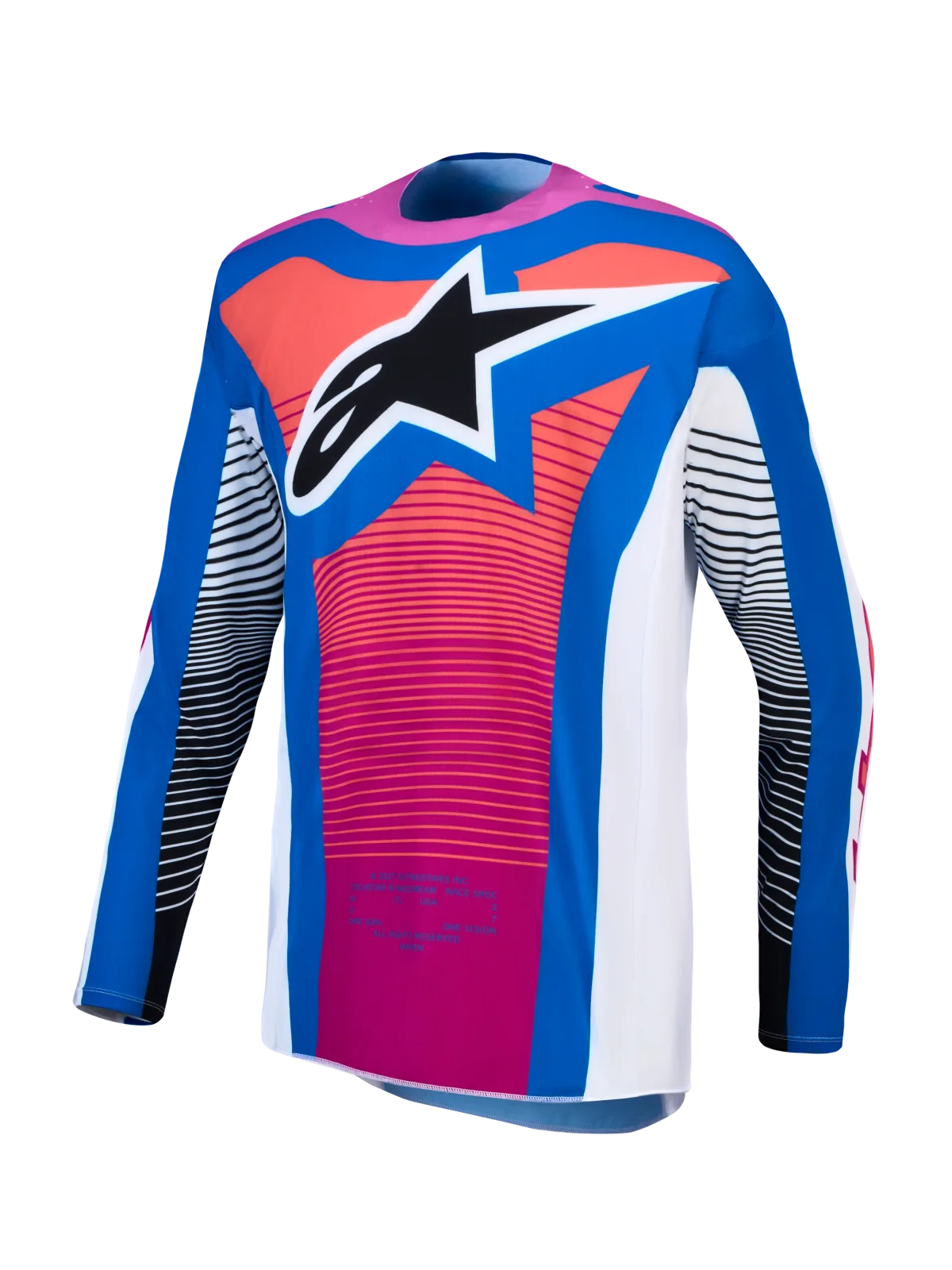 Мотокрос джърси Alpinestars Techstar Maven White Hot Coral Blithe Blue