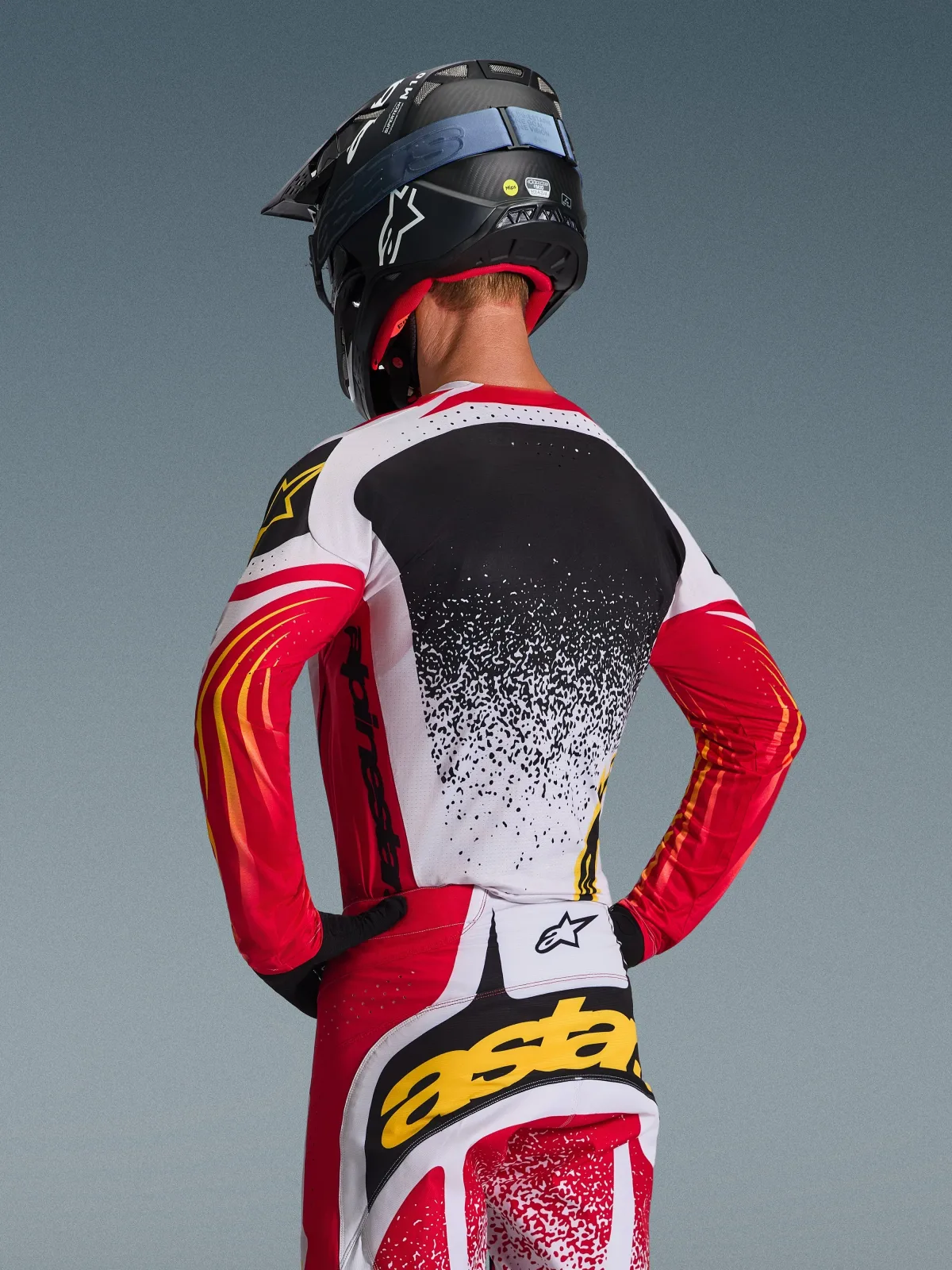 Мотокрос джърси Alpinestars Techstar Nomur Light Gray Red Black