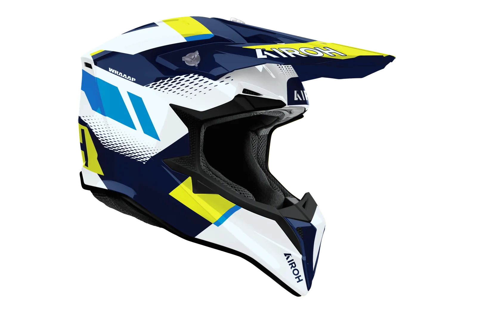 Мотокрос каска Airoh Wraaap Vision Yellow Blue Gloss
