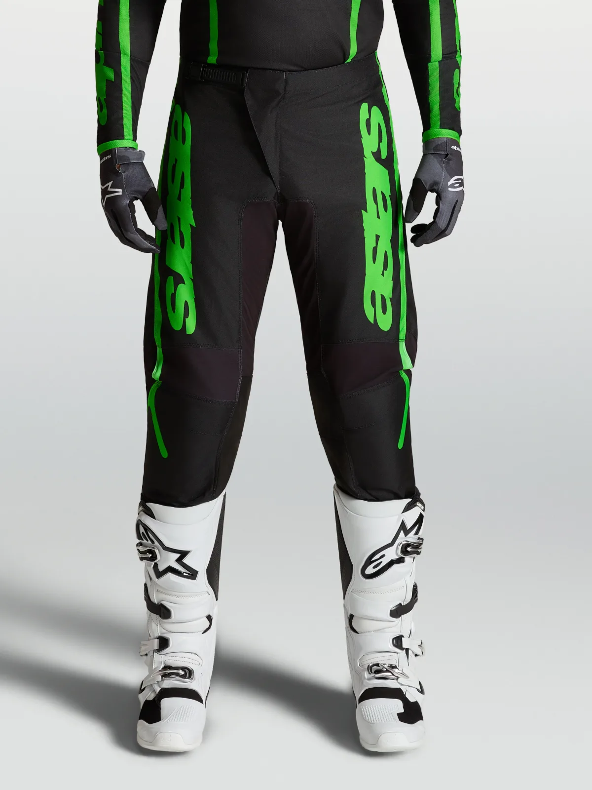 Мотокрос панталон Alpinestars Fluid Apex V2 Black Green Fluo