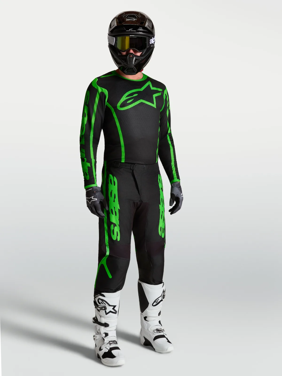 Мотокрос панталон Alpinestars Fluid Apex V2 Black Green Fluo