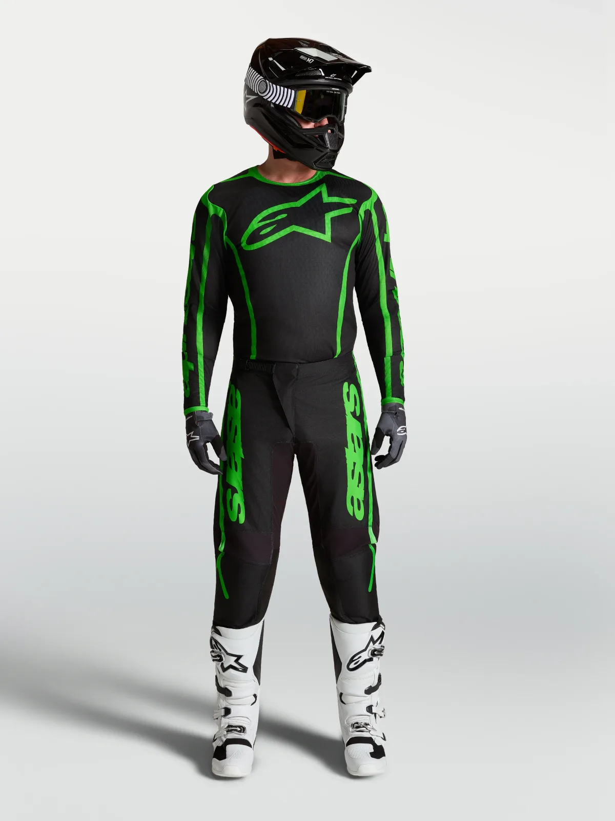 Мотокрос панталон Alpinestars Fluid Apex V2 Black Green Fluo