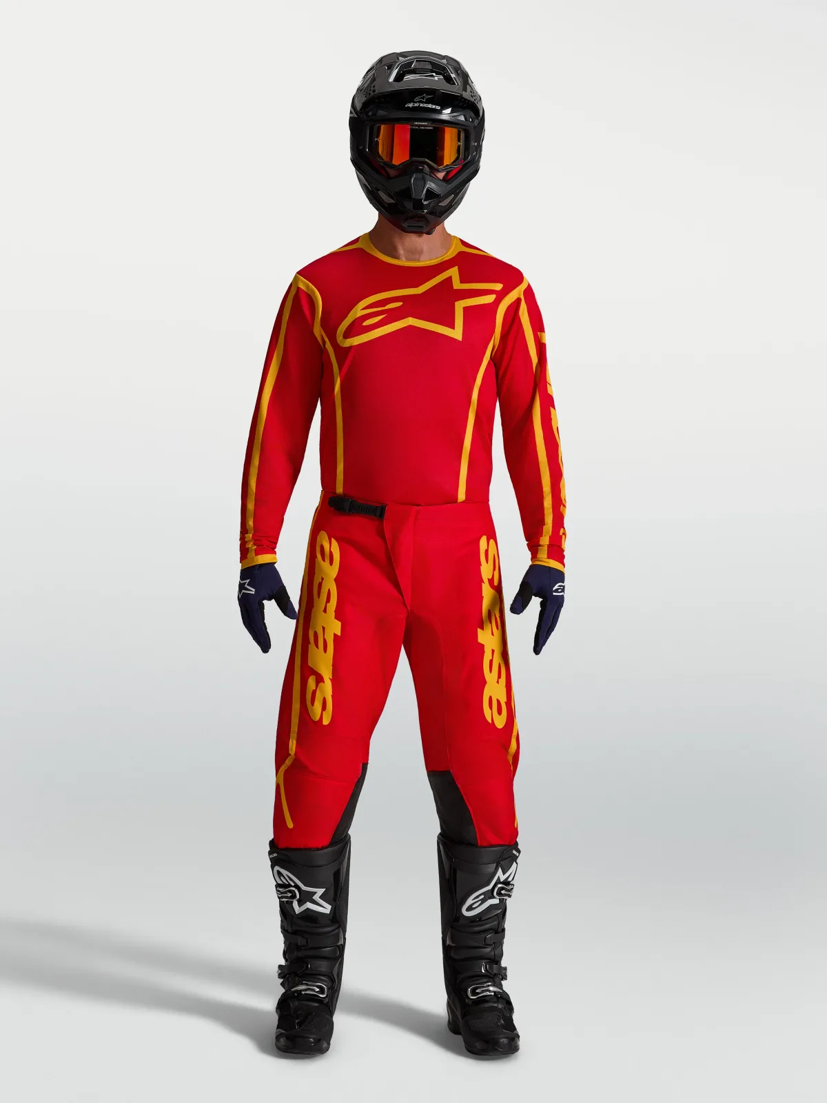 Мотокрос панталон Alpinestars Fluid Apex V2 Fire Red Gold