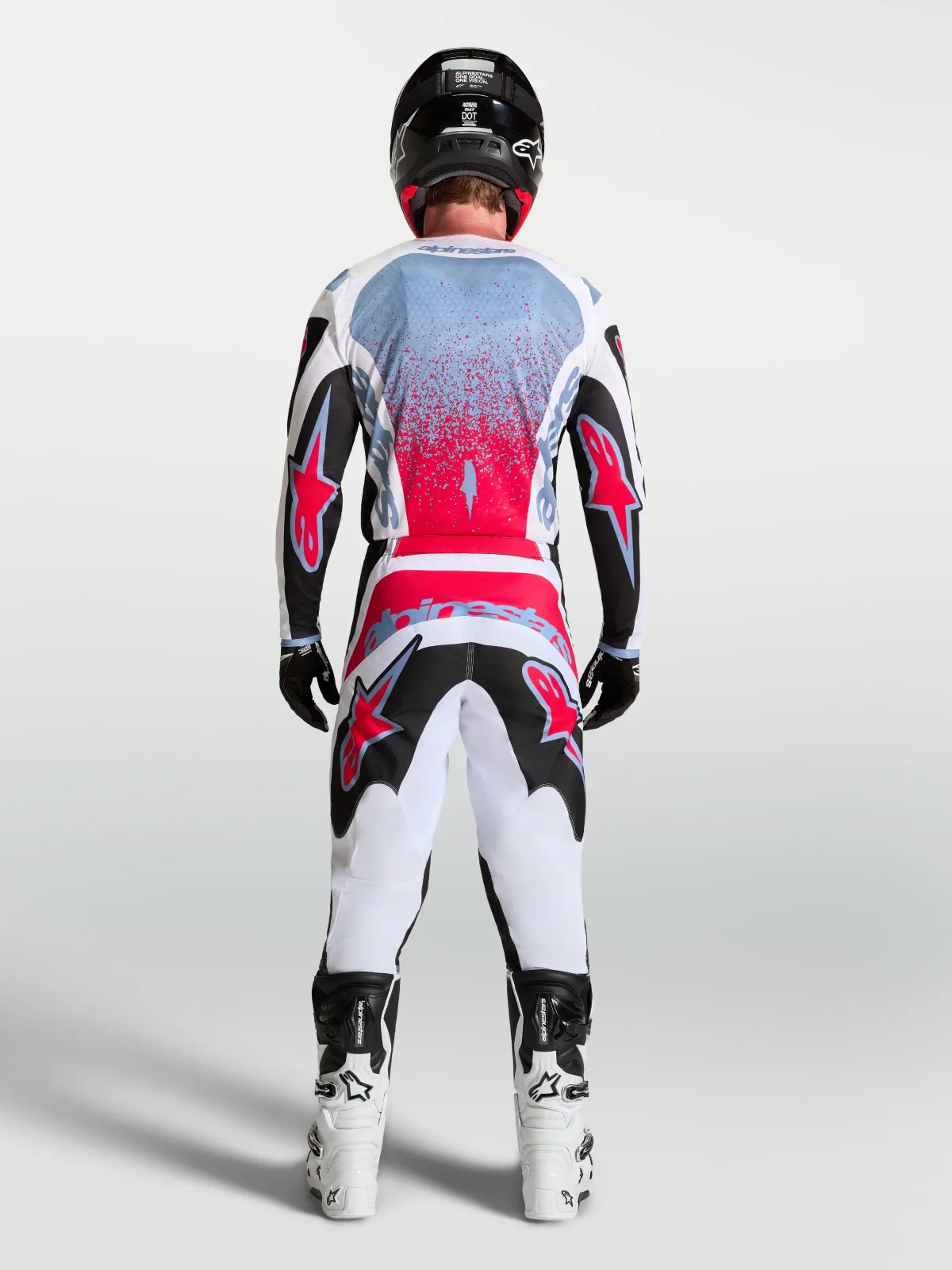 Мотокрос панталон Alpinestars Fluid Drag Black White Light Blue Red Fluo