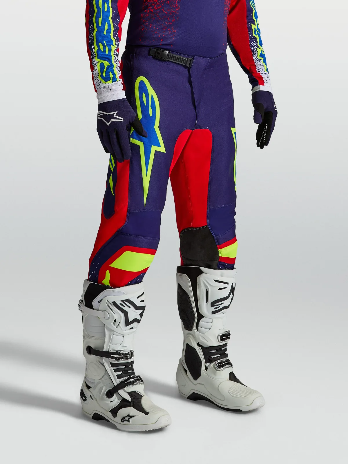 Мотокрос панталон Alpinestars Fluid Drag Blue Navy Fire Red White