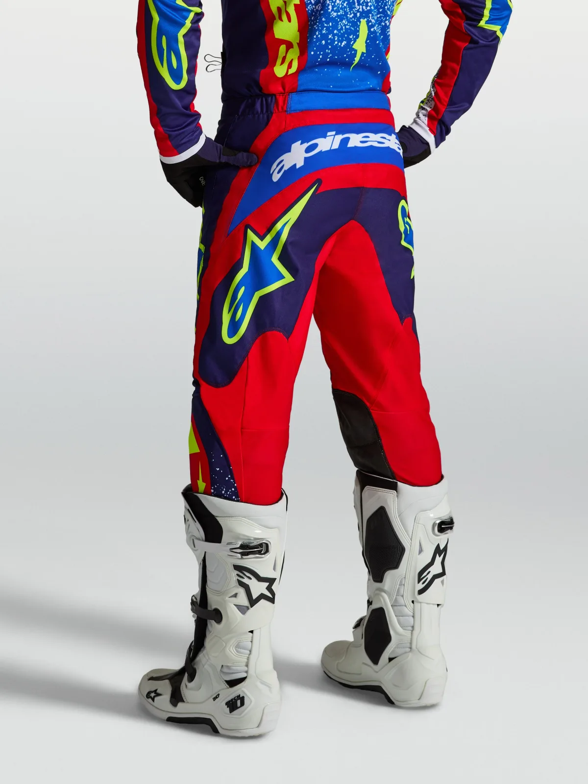 Мотокрос панталон Alpinestars Fluid Drag Blue Navy Fire Red White