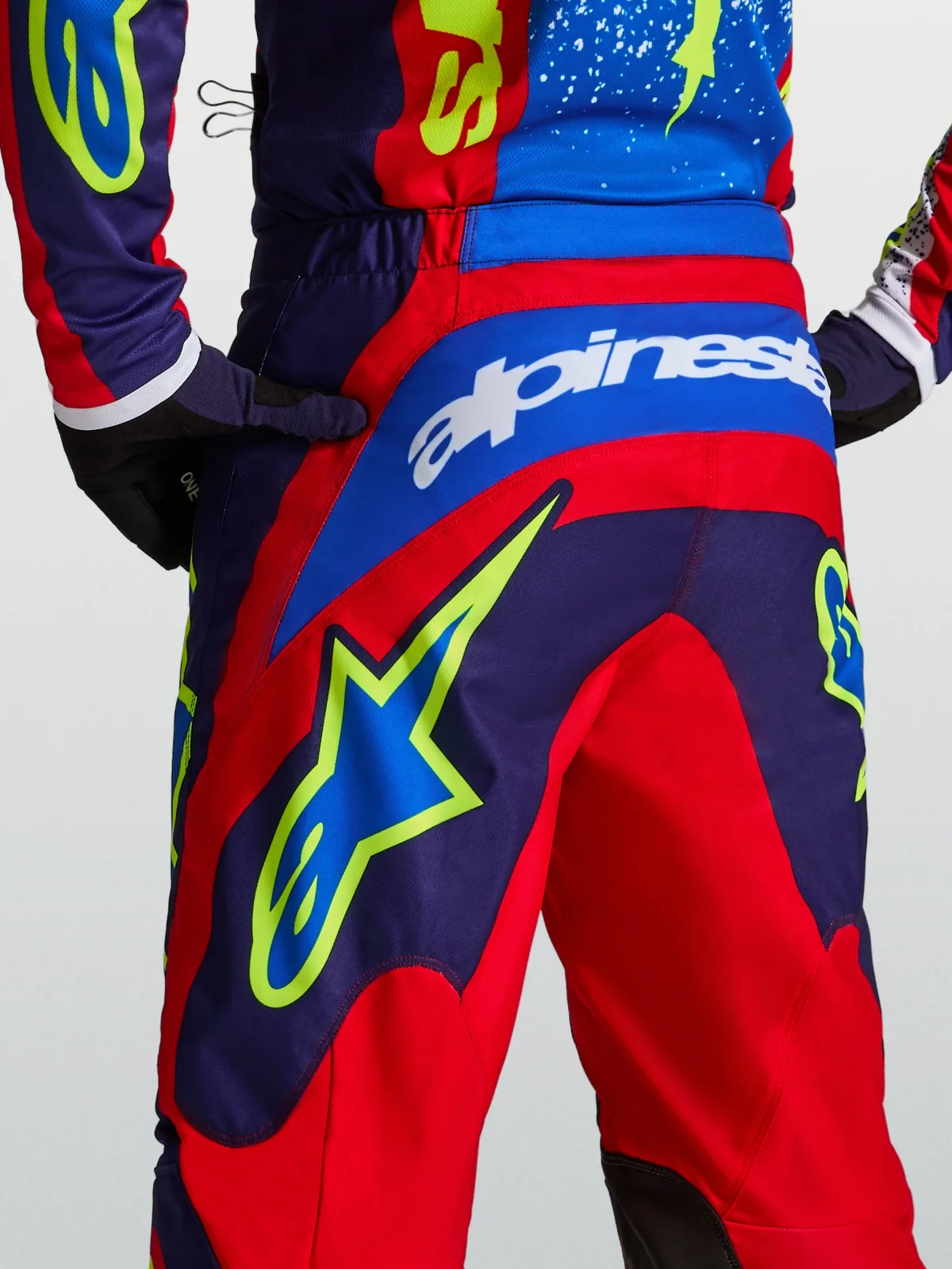 Мотокрос панталон Alpinestars Fluid Drag Blue Navy Fire Red White