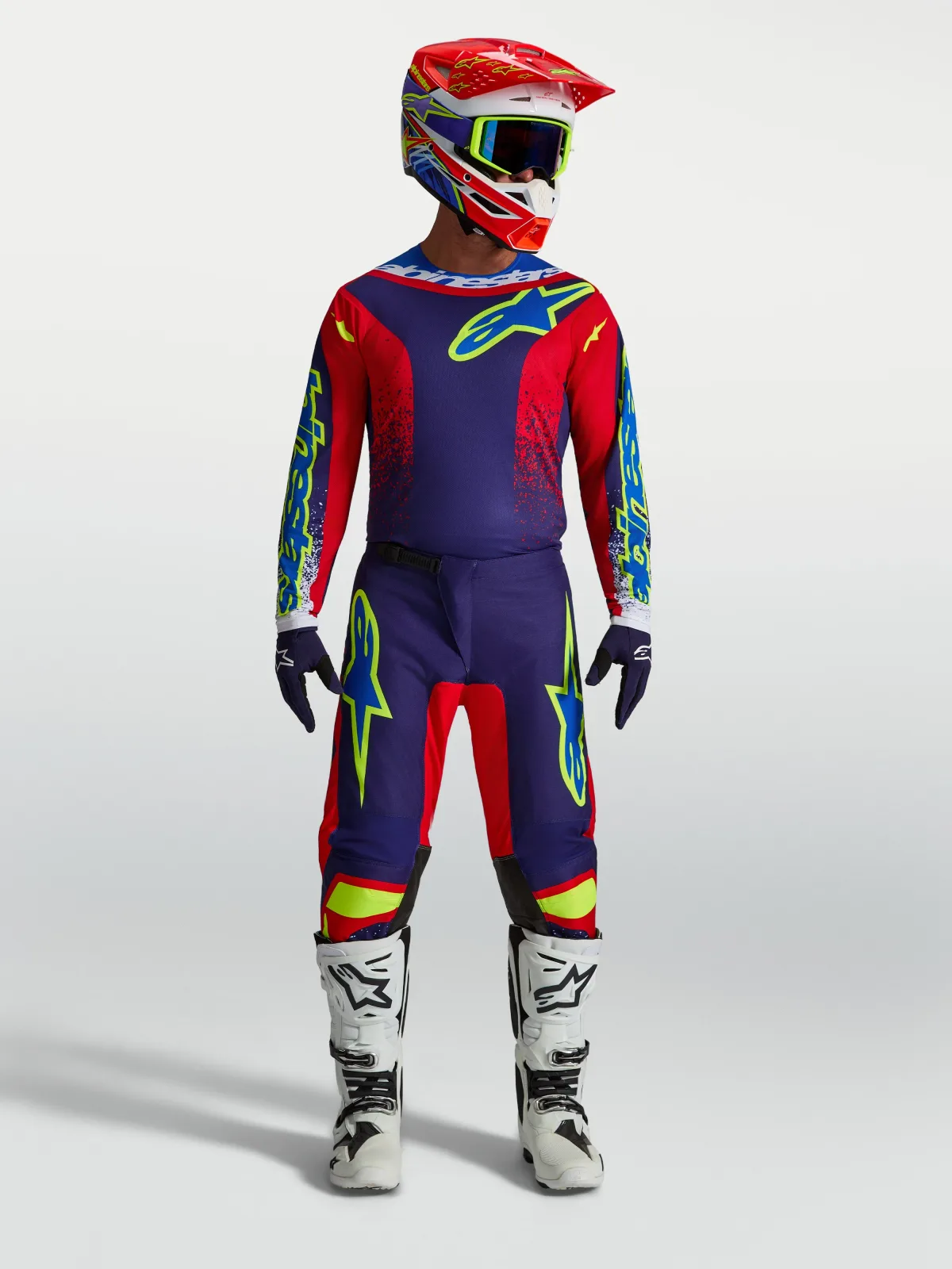 Мотокрос панталон Alpinestars Fluid Drag Blue Navy Fire Red White