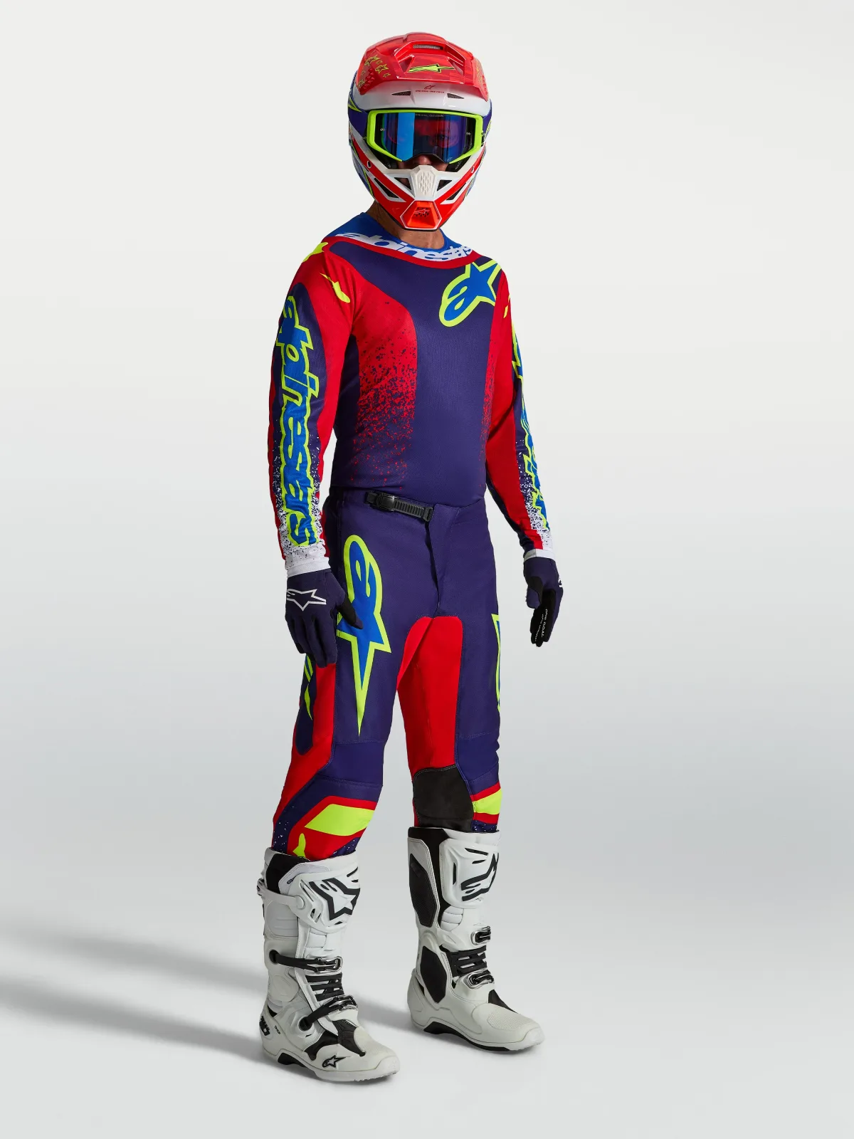 Мотокрос панталон Alpinestars Fluid Drag Blue Navy Fire Red White
