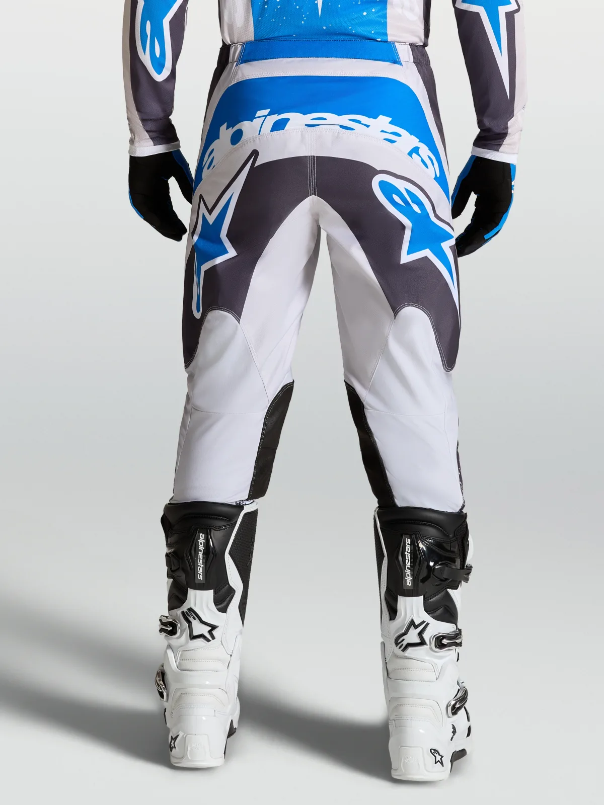 Мотокрос панталон Alpinestars Fluid Drag Graystone Light Lilac Ucla Blue