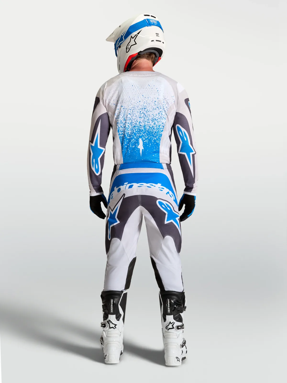 Мотокрос панталон Alpinestars Fluid Drag Graystone Light Lilac Ucla Blue