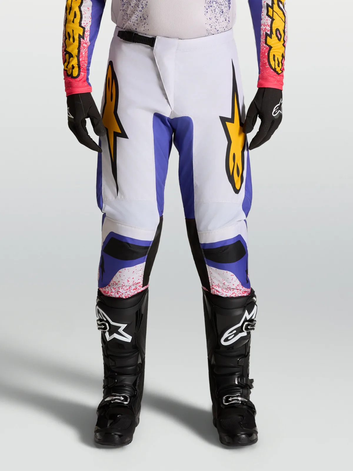 Мотокрос панталон Alpinestars Fluid Drag Light Lilac Blue Iris Gold