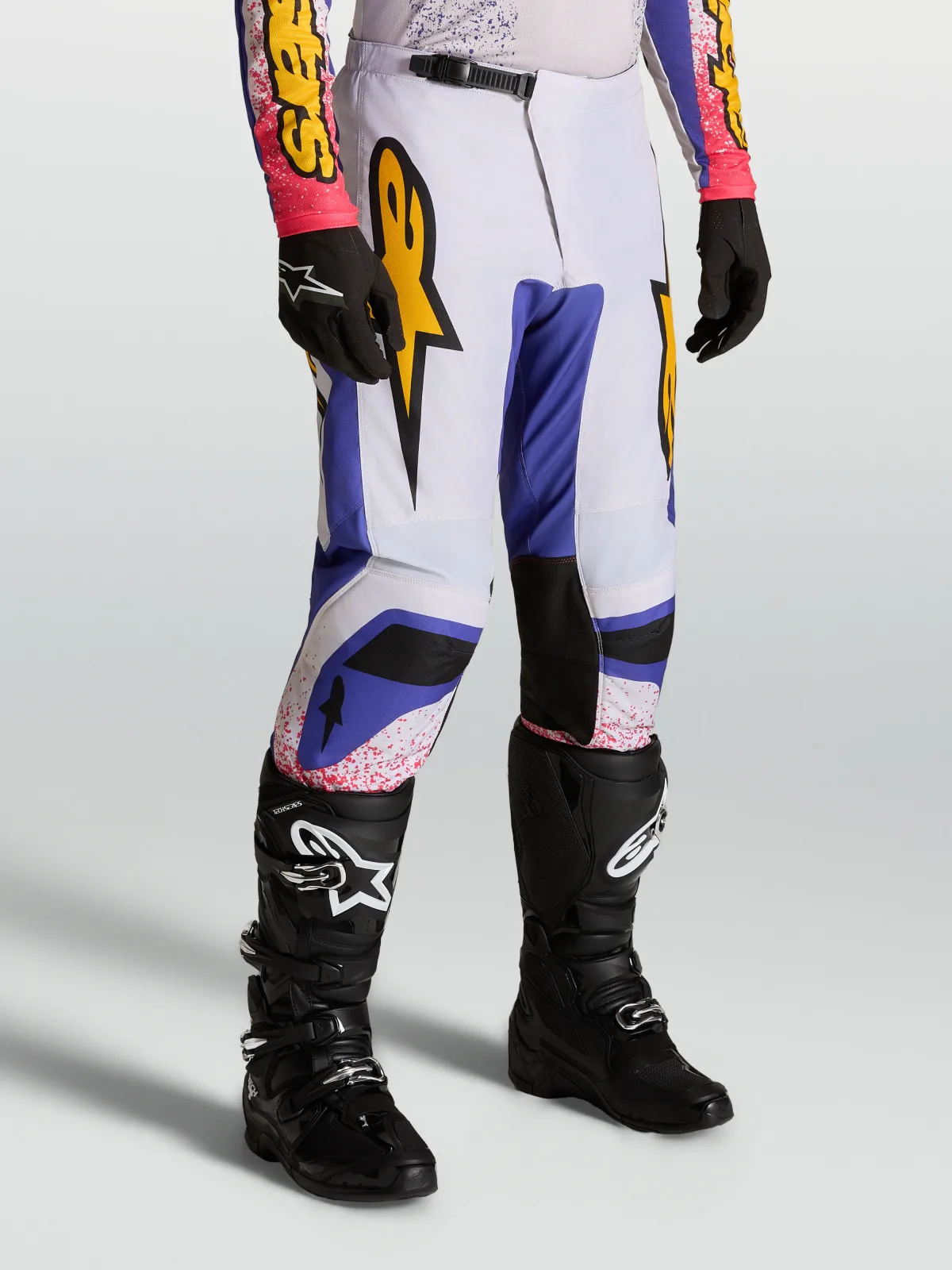 Мотокрос панталон Alpinestars Fluid Drag Light Lilac Blue Iris Gold