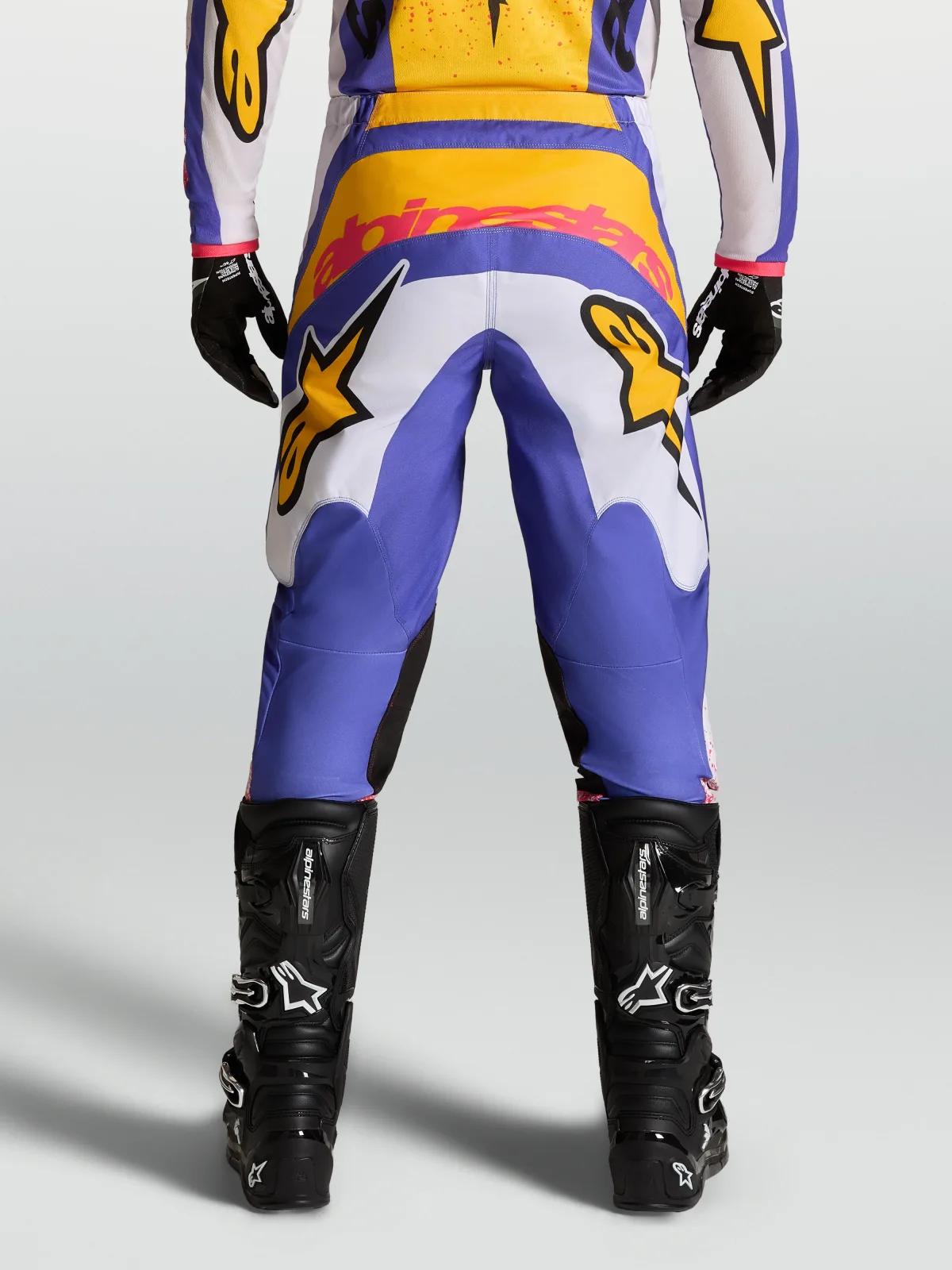 Мотокрос панталон Alpinestars Fluid Drag Light Lilac Blue Iris Gold