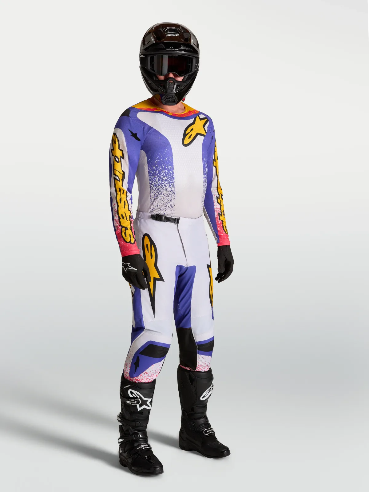 Мотокрос панталон Alpinestars Fluid Drag Light Lilac Blue Iris Gold