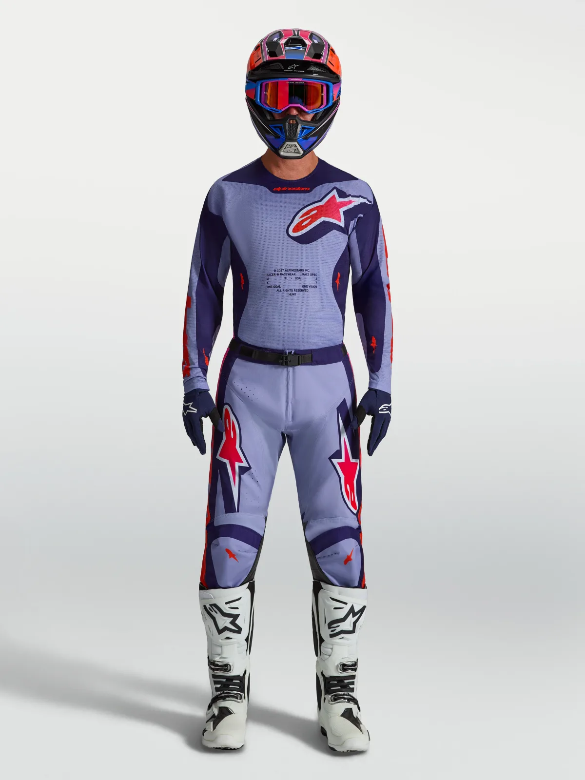 Мотокрос панталон Alpinestars Racer Air Hunt Light Violet Deep Purple Pink Fluo