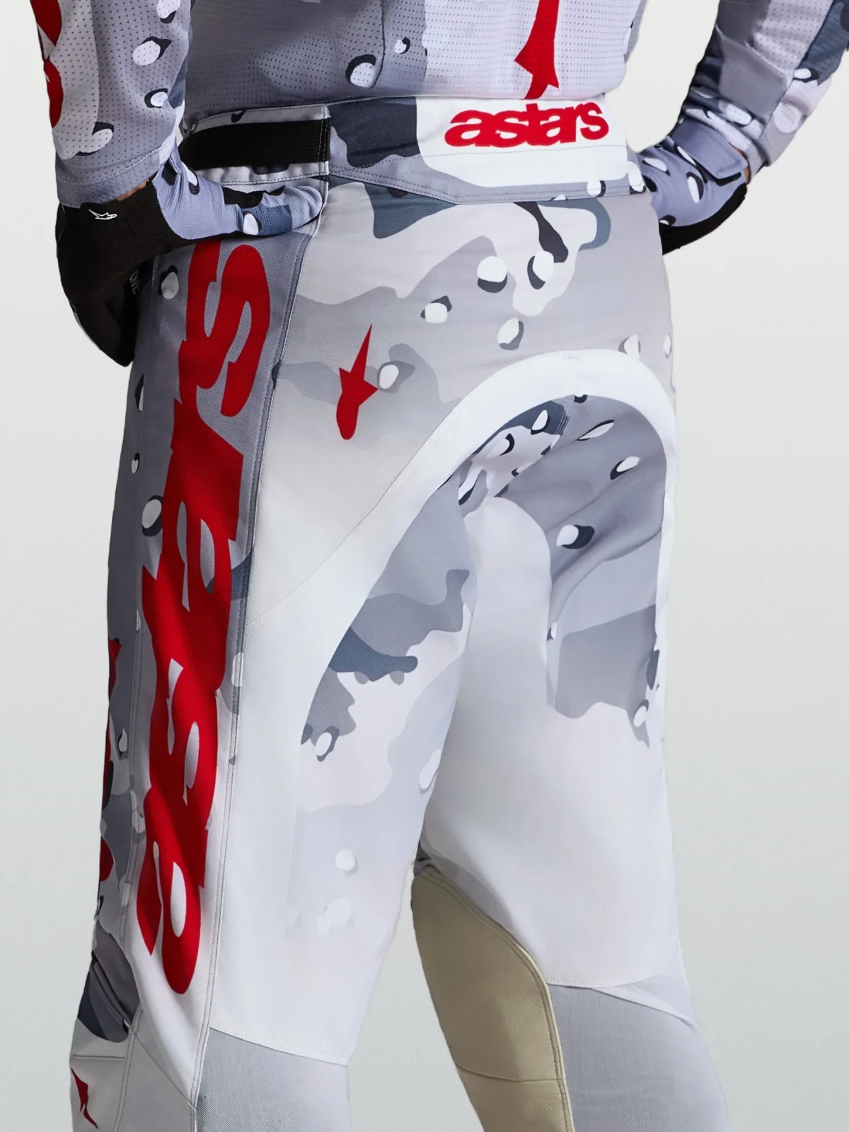 Мотокрос панталон Alpinestars Racer Air Lone Gray Camo White Fire Red