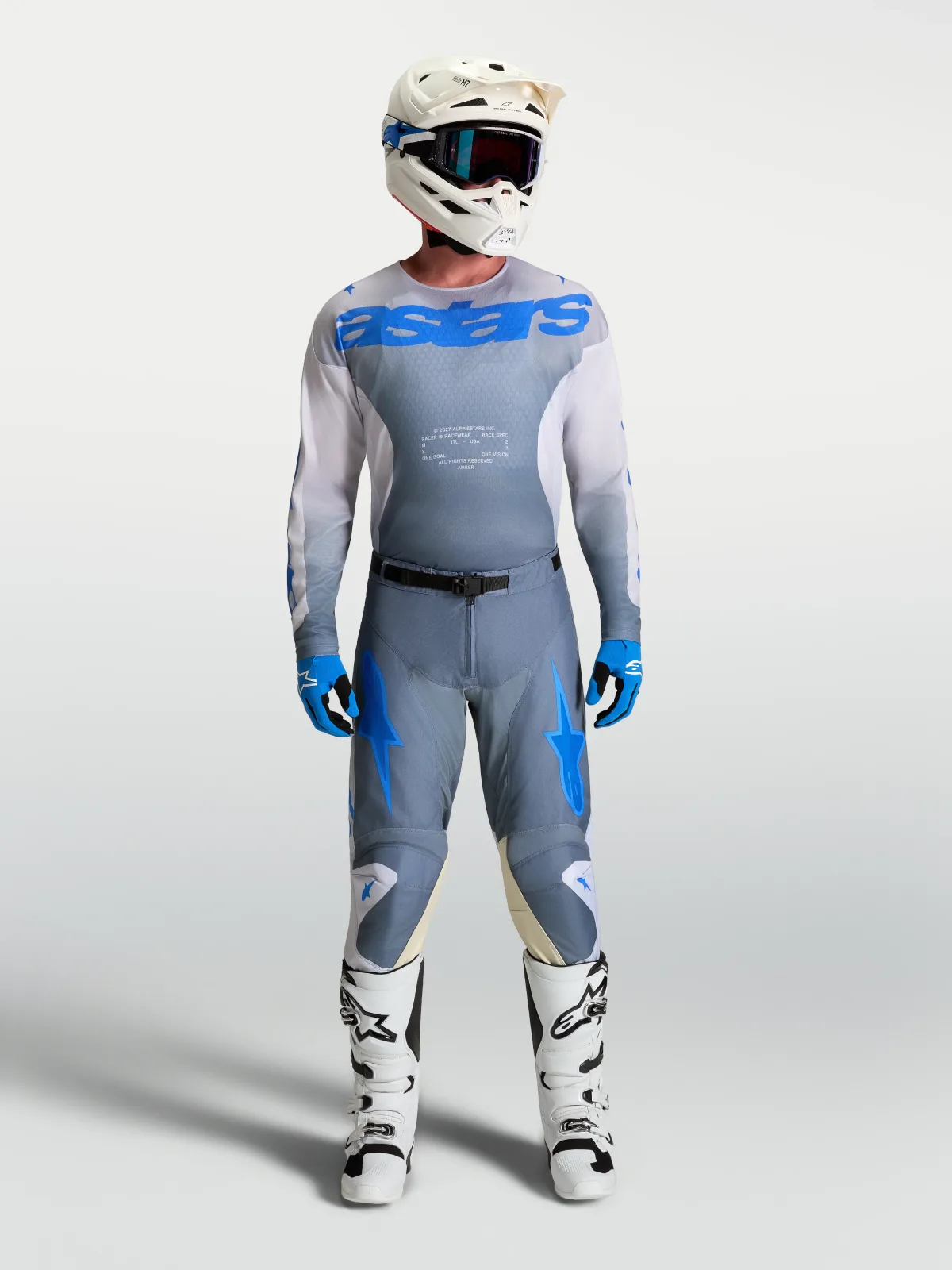 Мотокрос панталон Alpinestars Racer Amber Ash Gray Light Lilac Ucla Blue