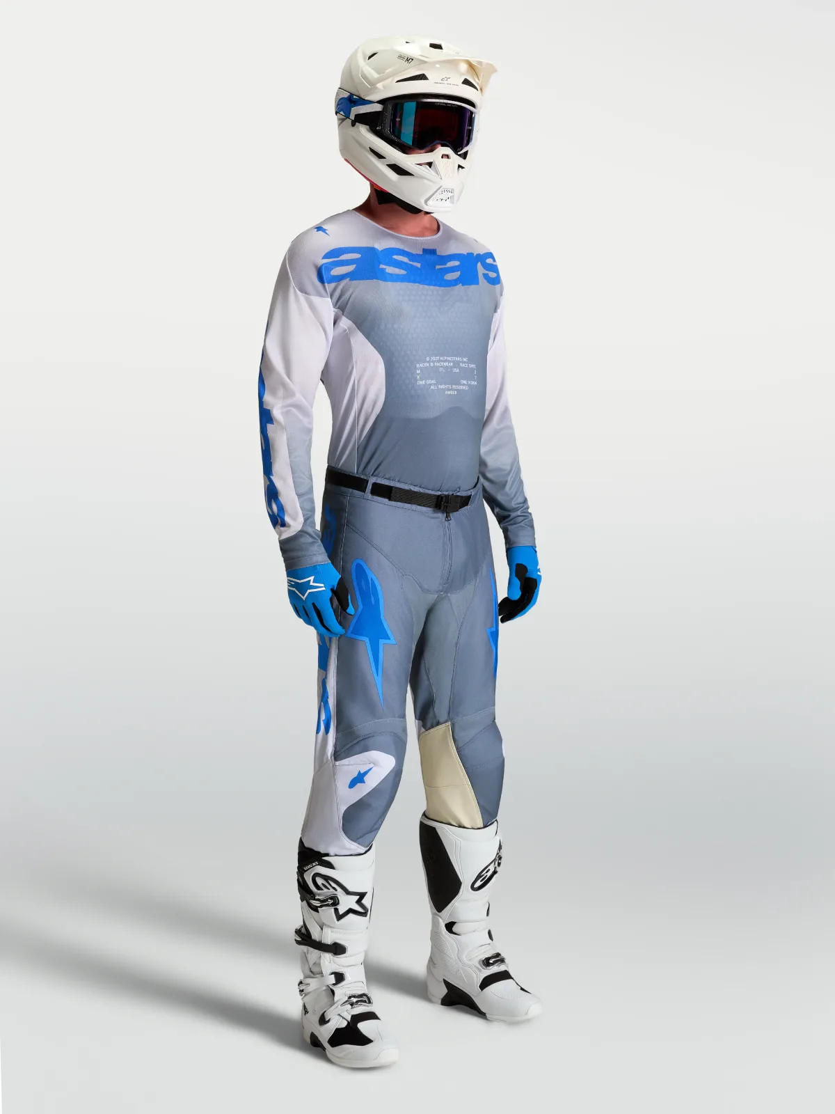 Мотокрос панталон Alpinestars Racer Amber Ash Gray Light Lilac Ucla Blue