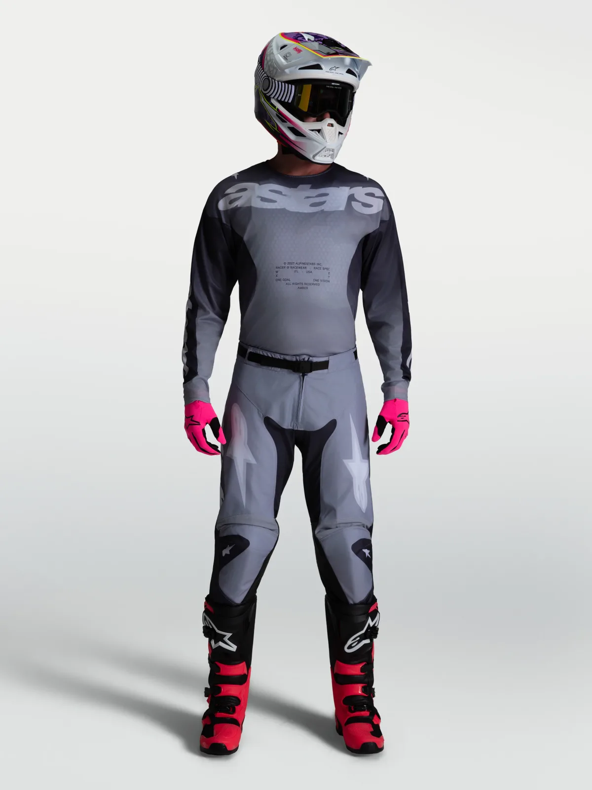Мотокрос панталон Alpinestars Racer Amber Graystone Cold Gray Light Lilac