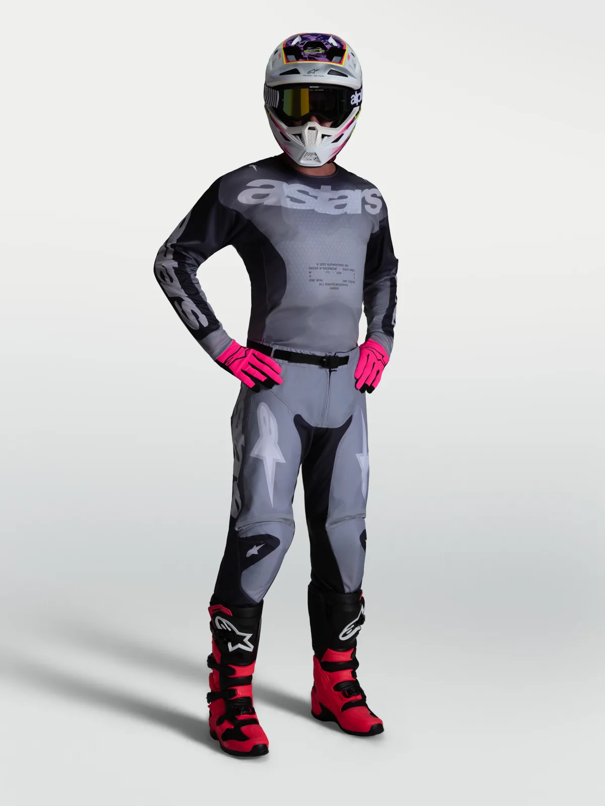 Мотокрос панталон Alpinestars Racer Amber Graystone Cold Gray Light Lilac