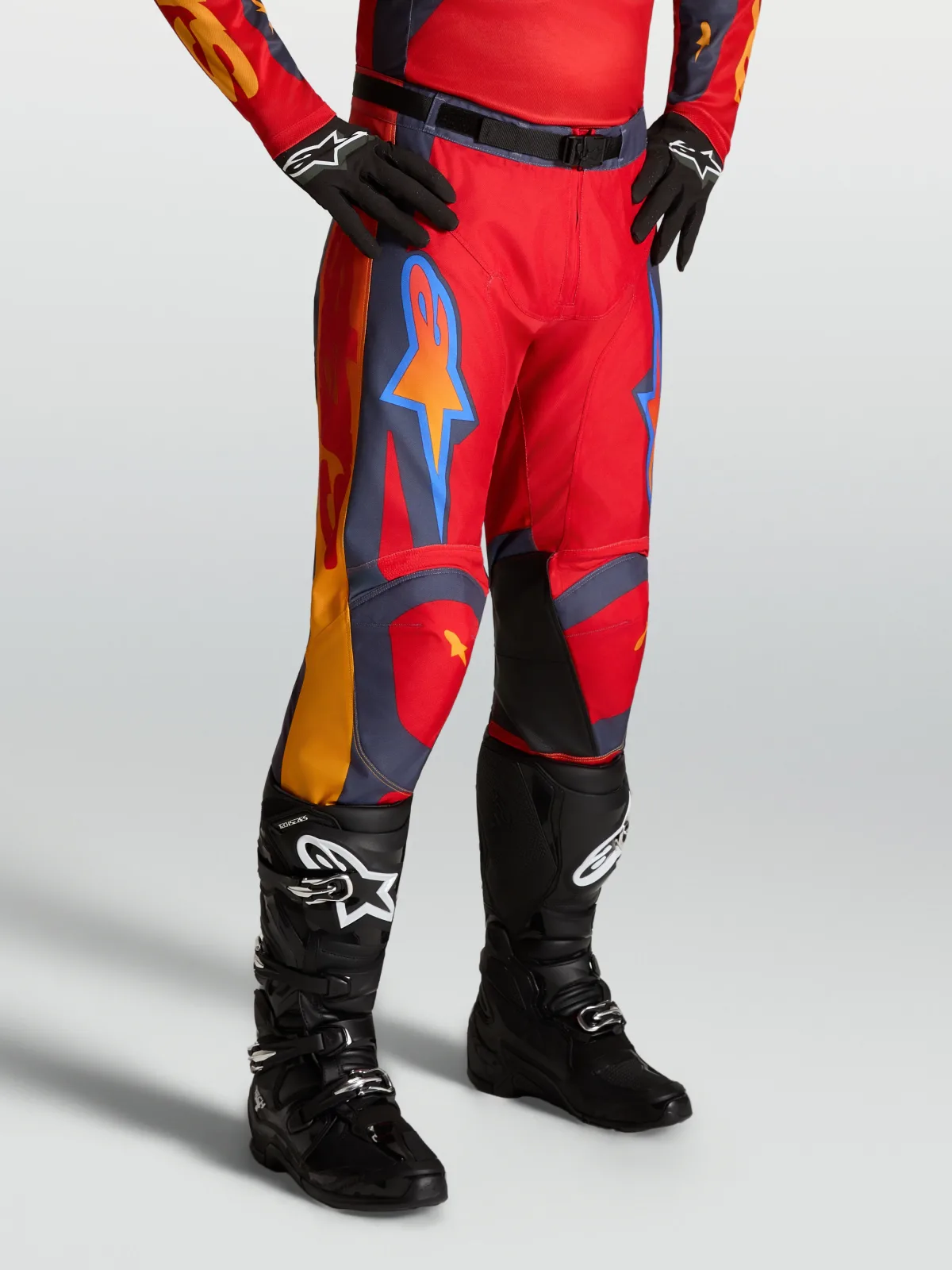 Мотокрос панталон Alpinestars Racer Hunt Fire Red Graystone Hot Coral