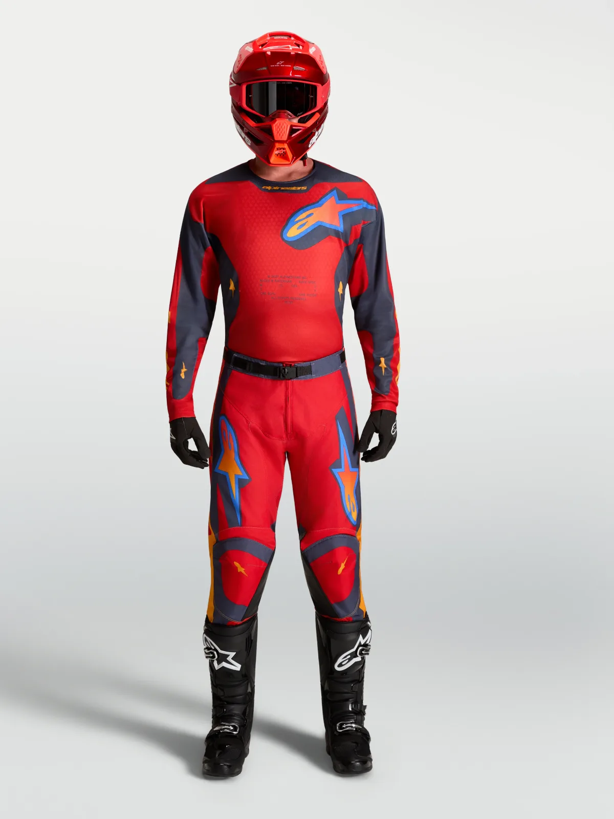Мотокрос панталон Alpinestars Racer Hunt Fire Red Graystone Hot Coral