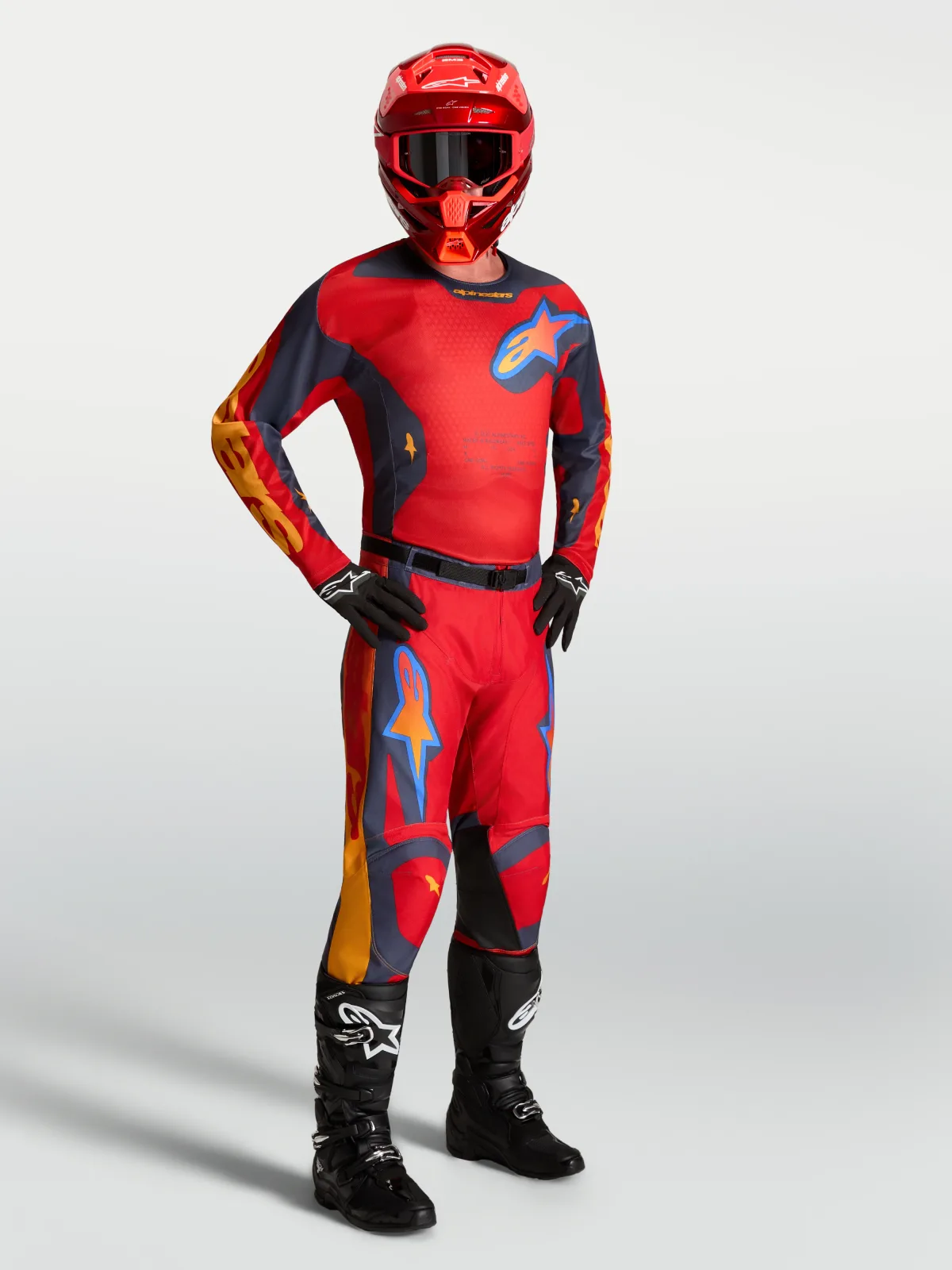 Мотокрос панталон Alpinestars Racer Hunt Fire Red Graystone Hot Coral