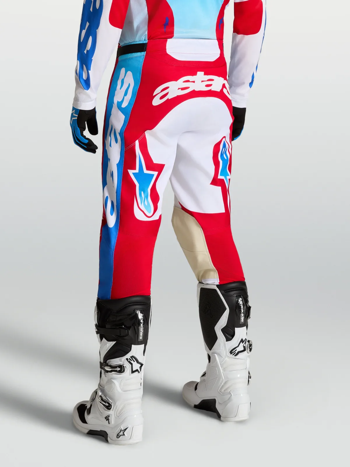Мотокрос панталон Alpinestars Racer Hunt White Fire Red Ucla Blue