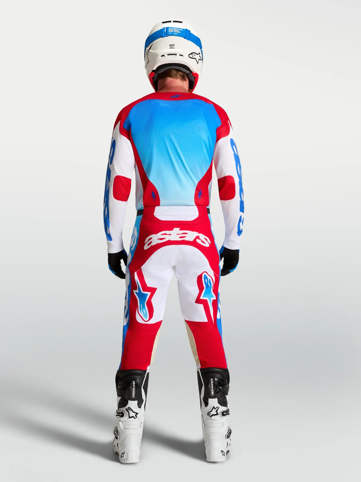Мотокрос панталон Alpinestars Racer Hunt White Fire Red Ucla Blue