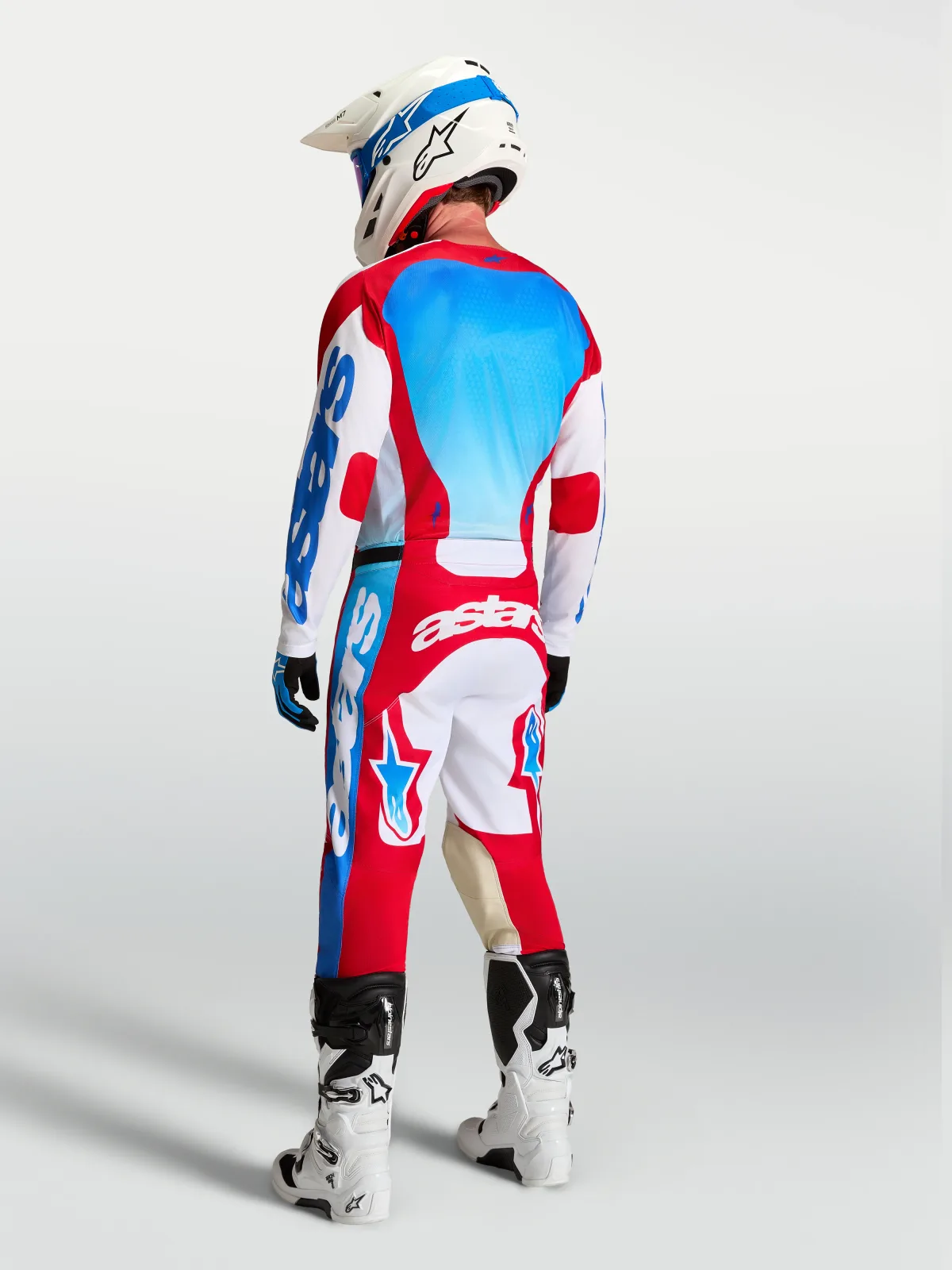 Мотокрос панталон Alpinestars Racer Hunt White Fire Red Ucla Blue