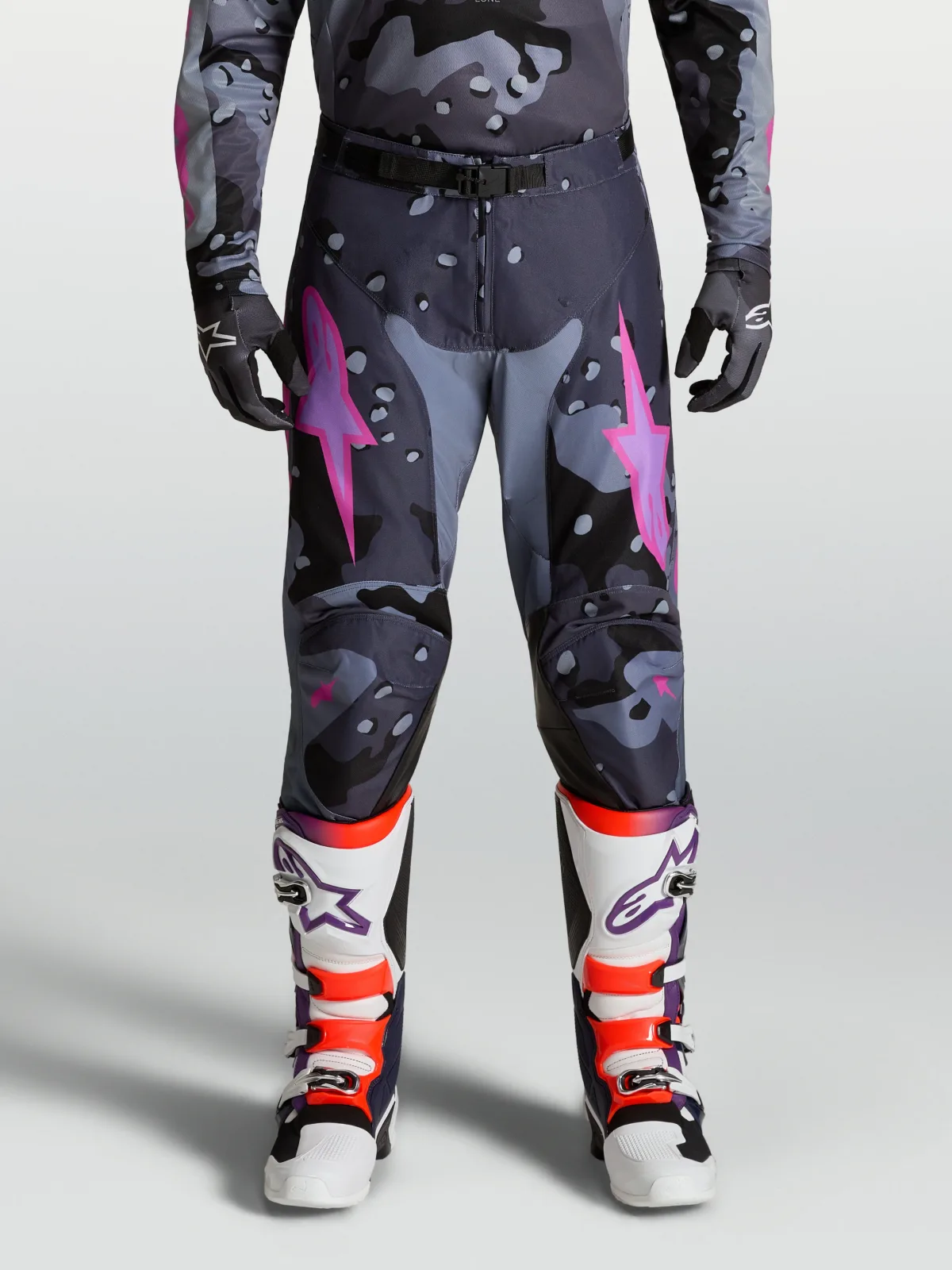 Мотокрос панталон Alpinestars Racer Lone Gray Camo Purple