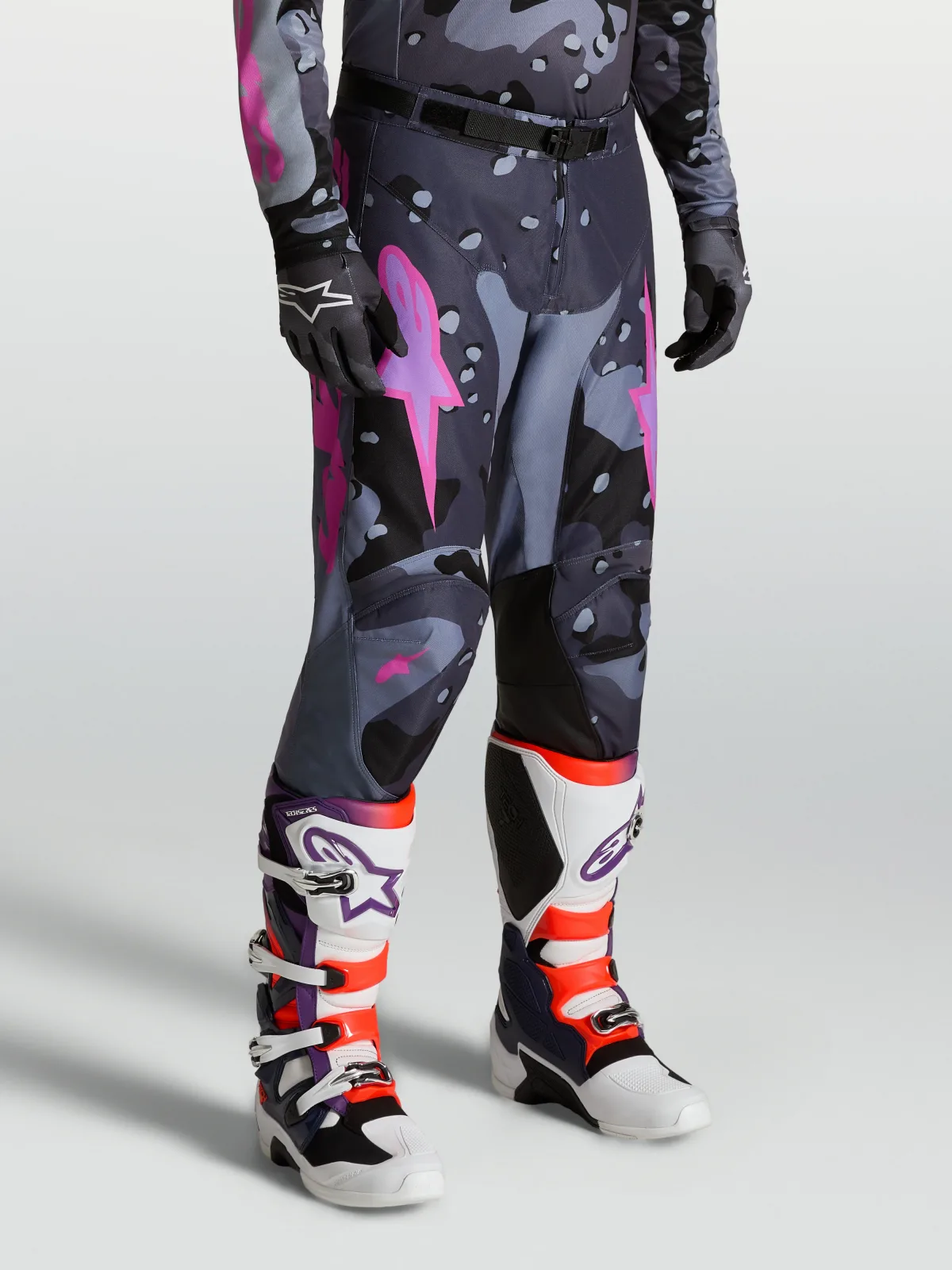 Мотокрос панталон Alpinestars Racer Lone Gray Camo Purple