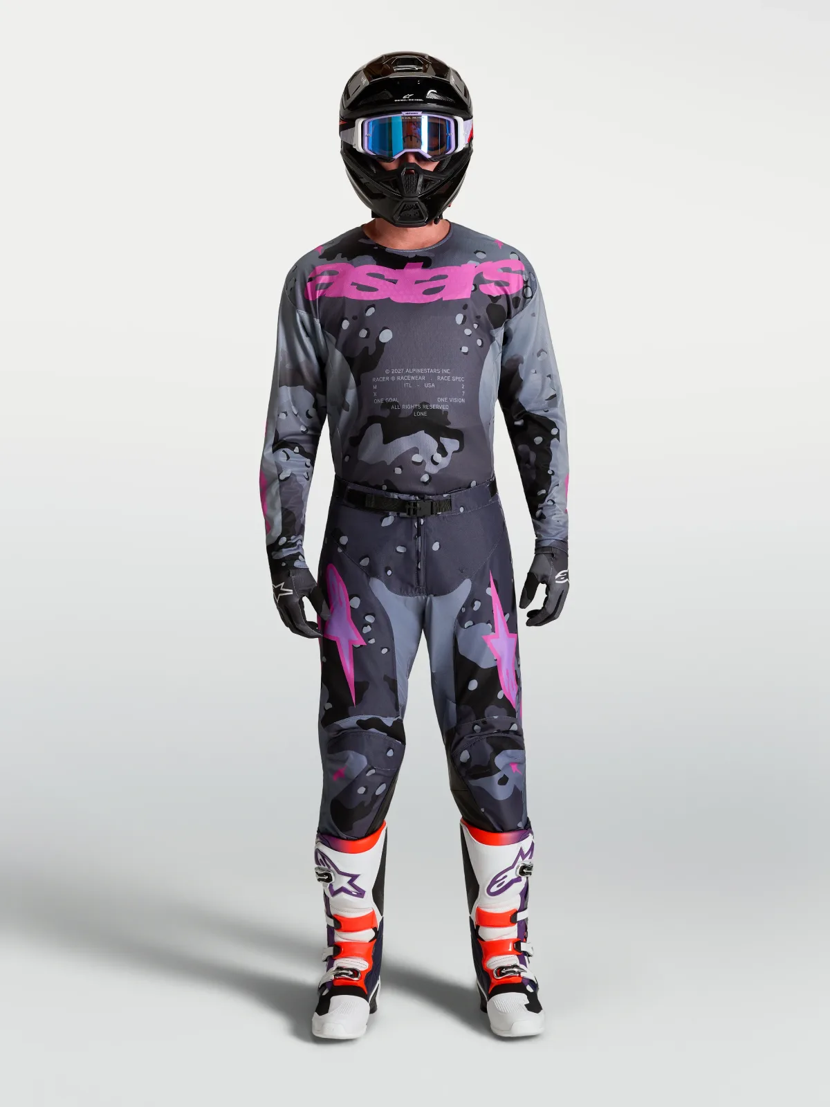 Мотокрос панталон Alpinestars Racer Lone Gray Camo Purple
