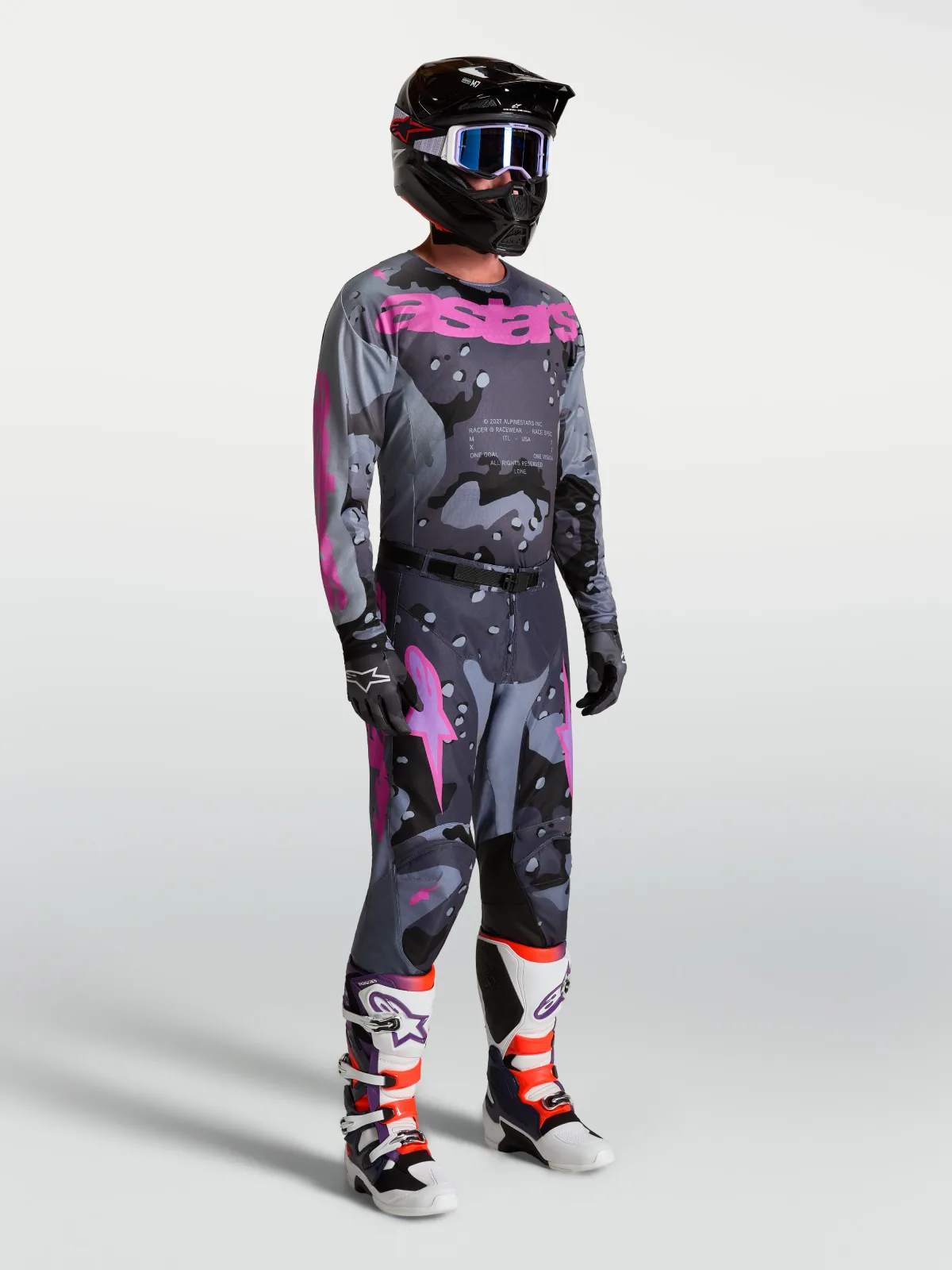 Мотокрос панталон Alpinestars Racer Lone Gray Camo Purple