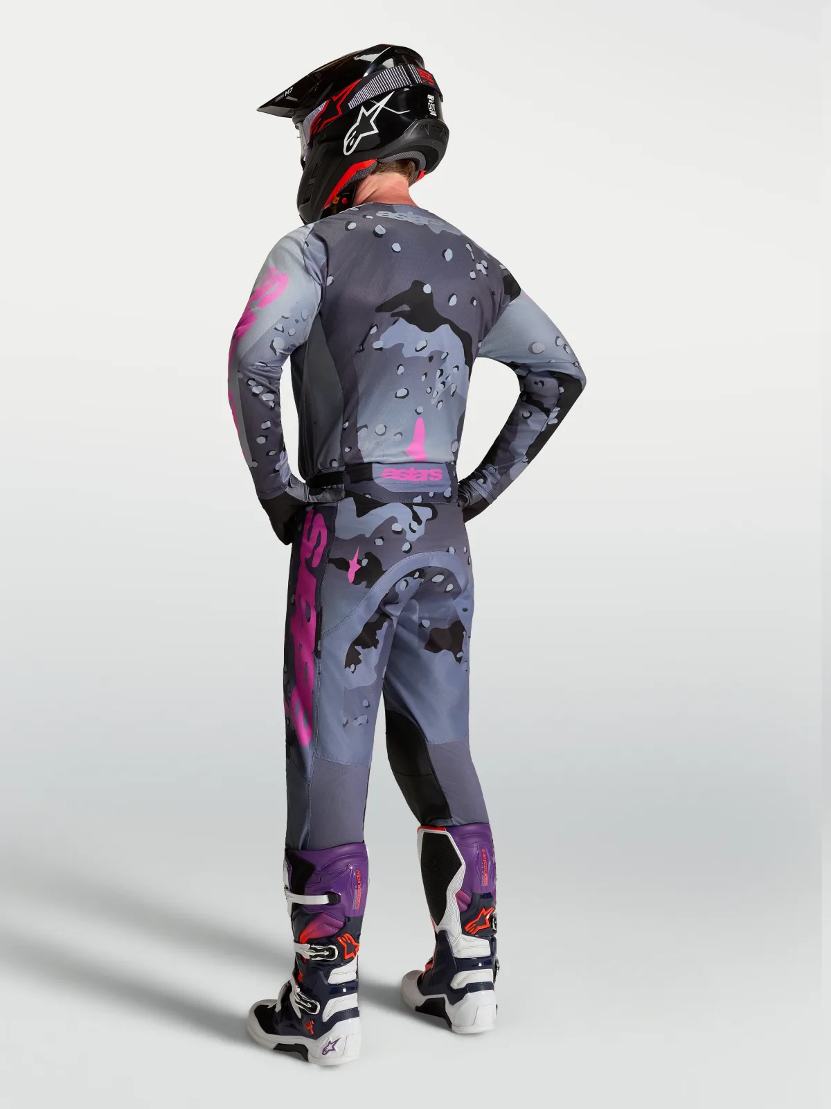 Мотокрос панталон Alpinestars Racer Lone Gray Camo Purple