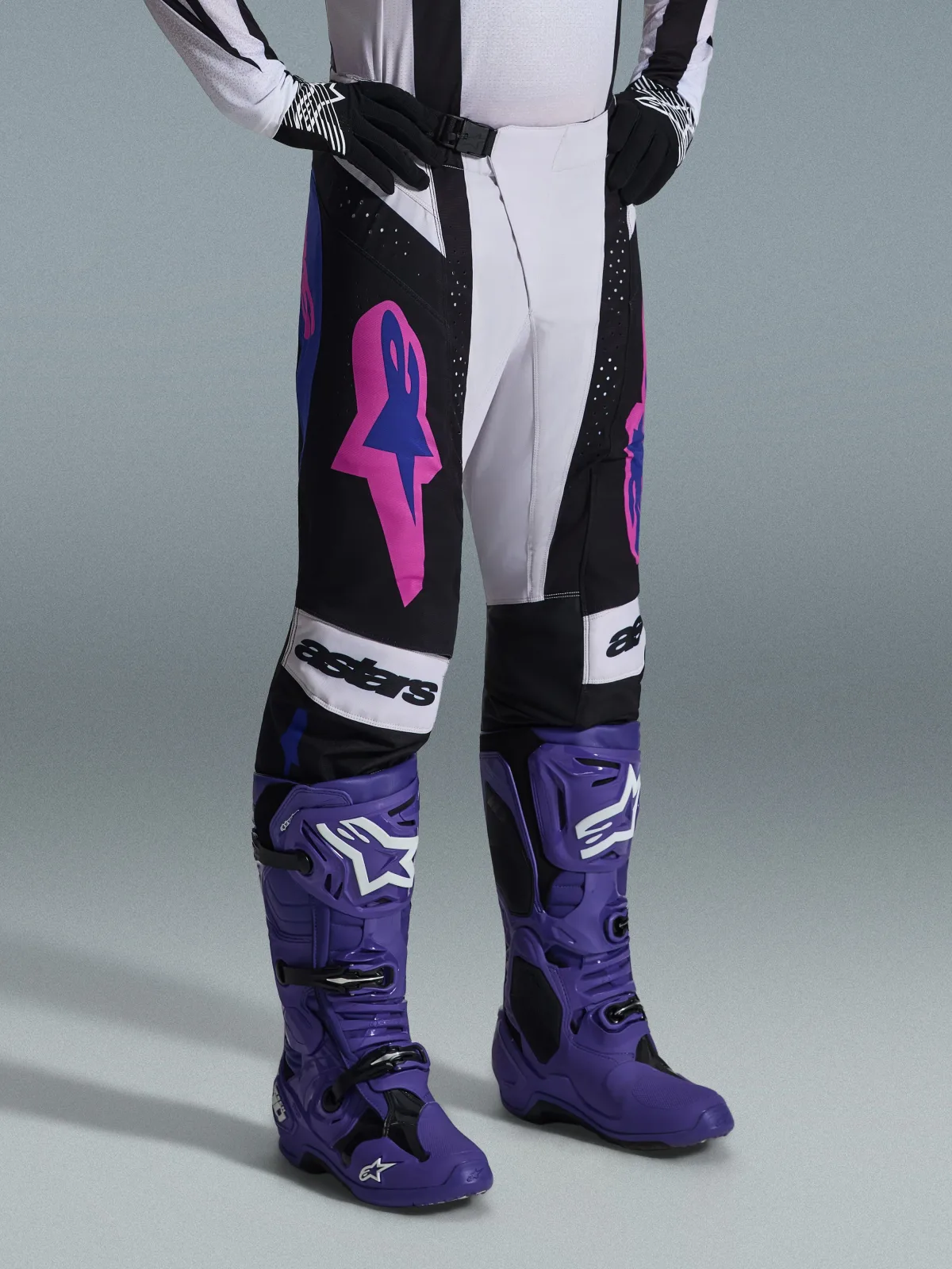Мотокрос панталон Alpinestars Techstar Knif Black Light Gray Purple
