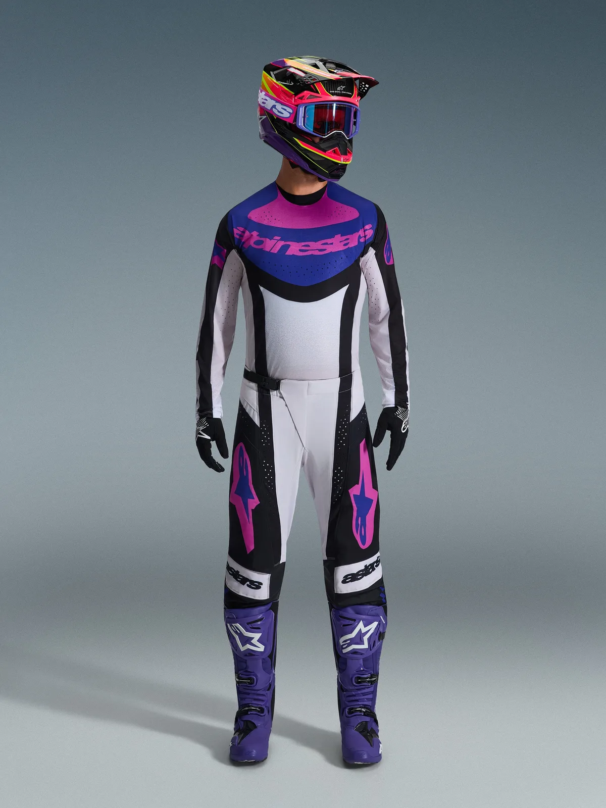 Мотокрос панталон Alpinestars Techstar Knif Black Light Gray Purple