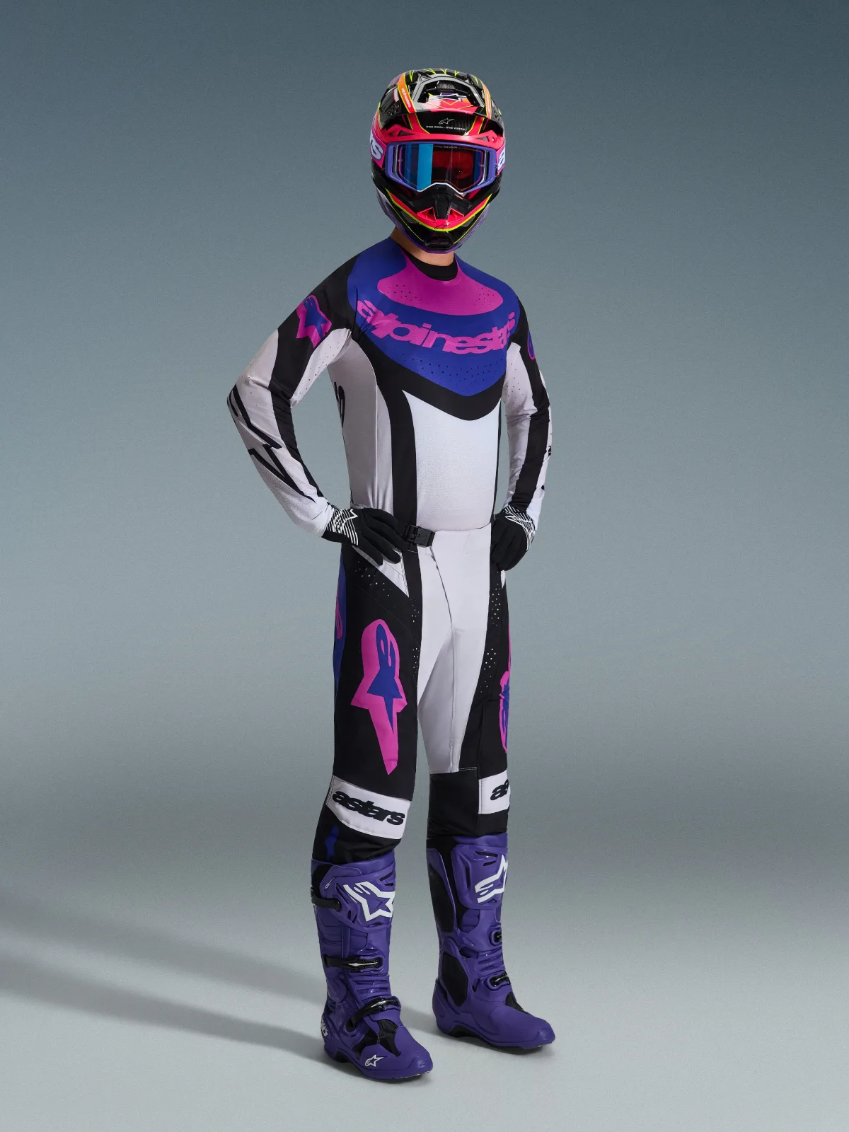 Мотокрос панталон Alpinestars Techstar Knif Black Light Gray Purple