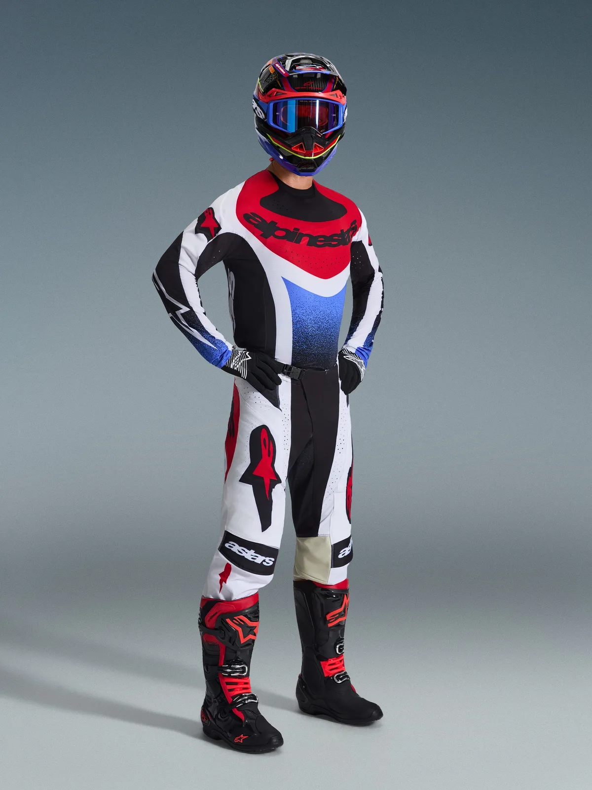 Мотокрос панталон Alpinestars Techstar Knif Black White Red