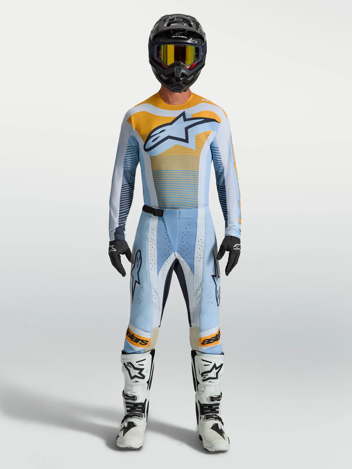 Мотокрос панталон Alpinestars Techstar Maven Dust Blue Tangerine Black