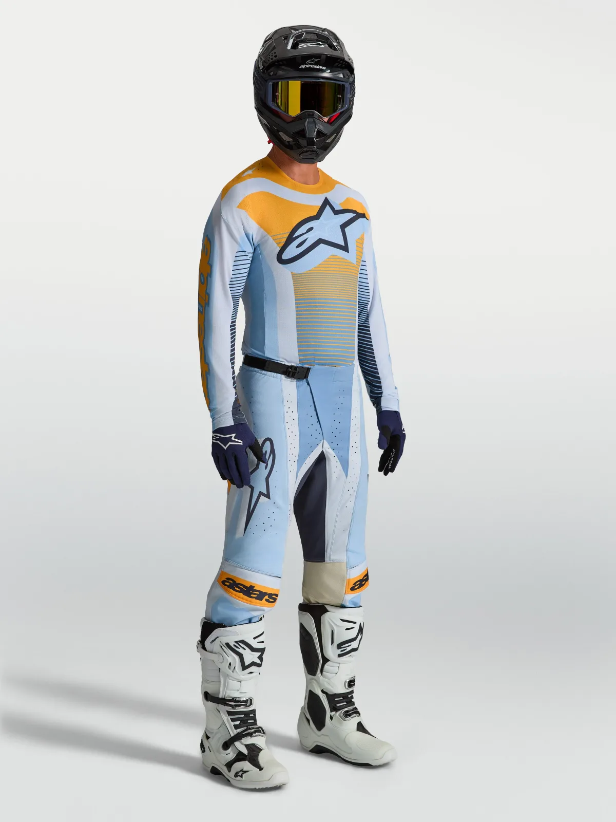 Мотокрос панталон Alpinestars Techstar Maven Dust Blue Tangerine Black