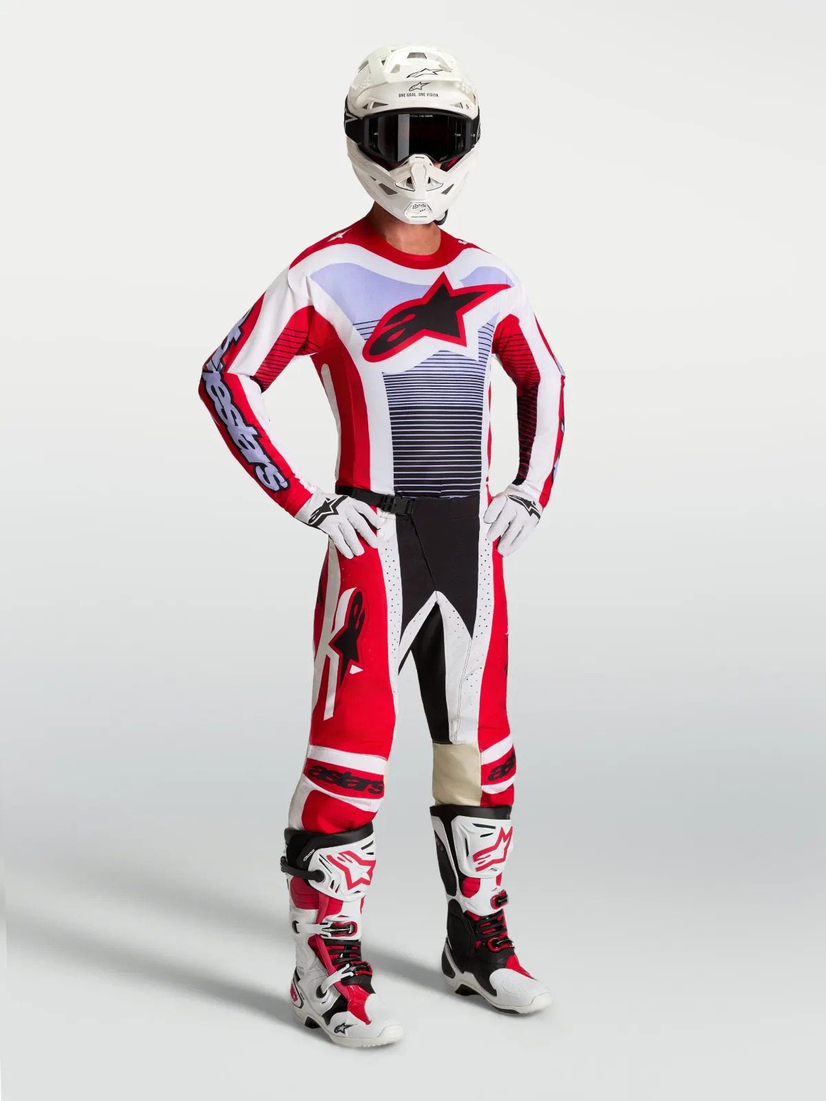 Мотокрос панталон Alpinestars Techstar Maven Fire Red White Lavender Black