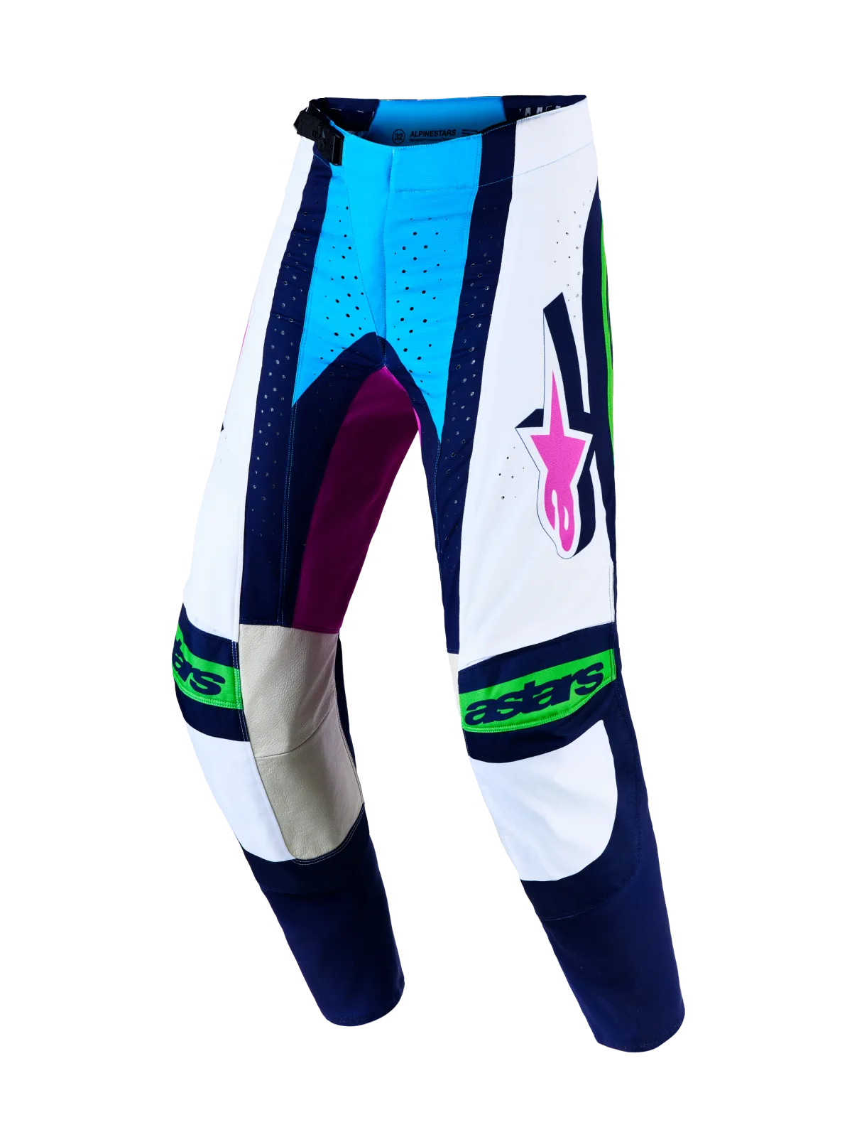 Мотокрос панталон Alpinestars Techstar Maven White Blithe Blue Green Fluo
